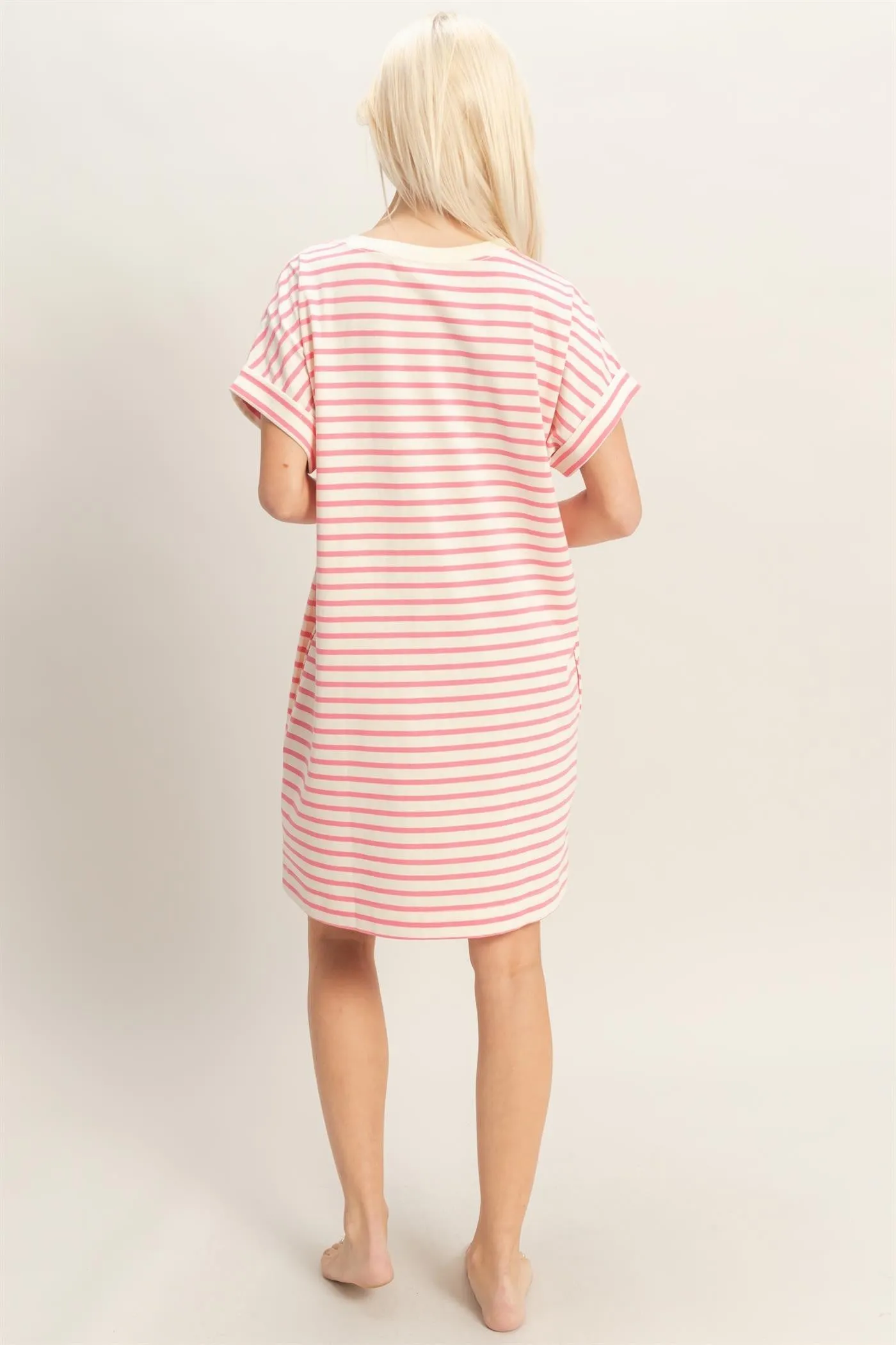 Pink Striped T-Shirt Mini Dress sold by Pinkblush product image thumbnail 4
