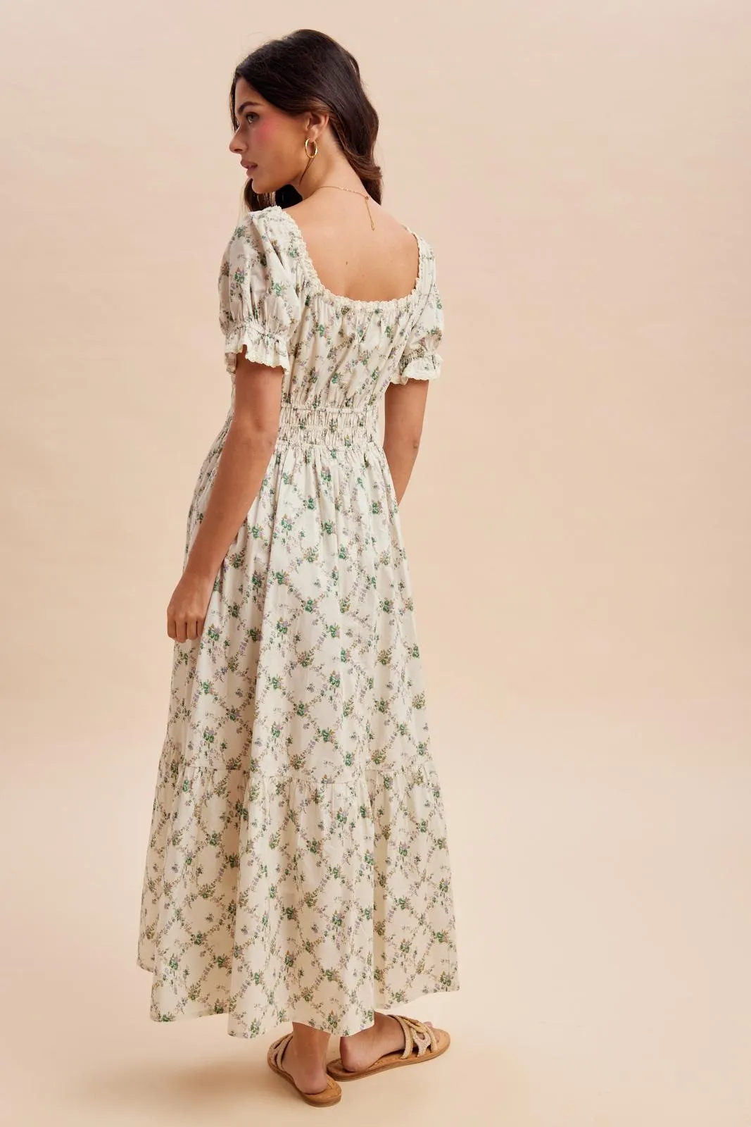 Green Floral Smocked Maxi Dress sold by Pinkblush product image thumbnail 5
