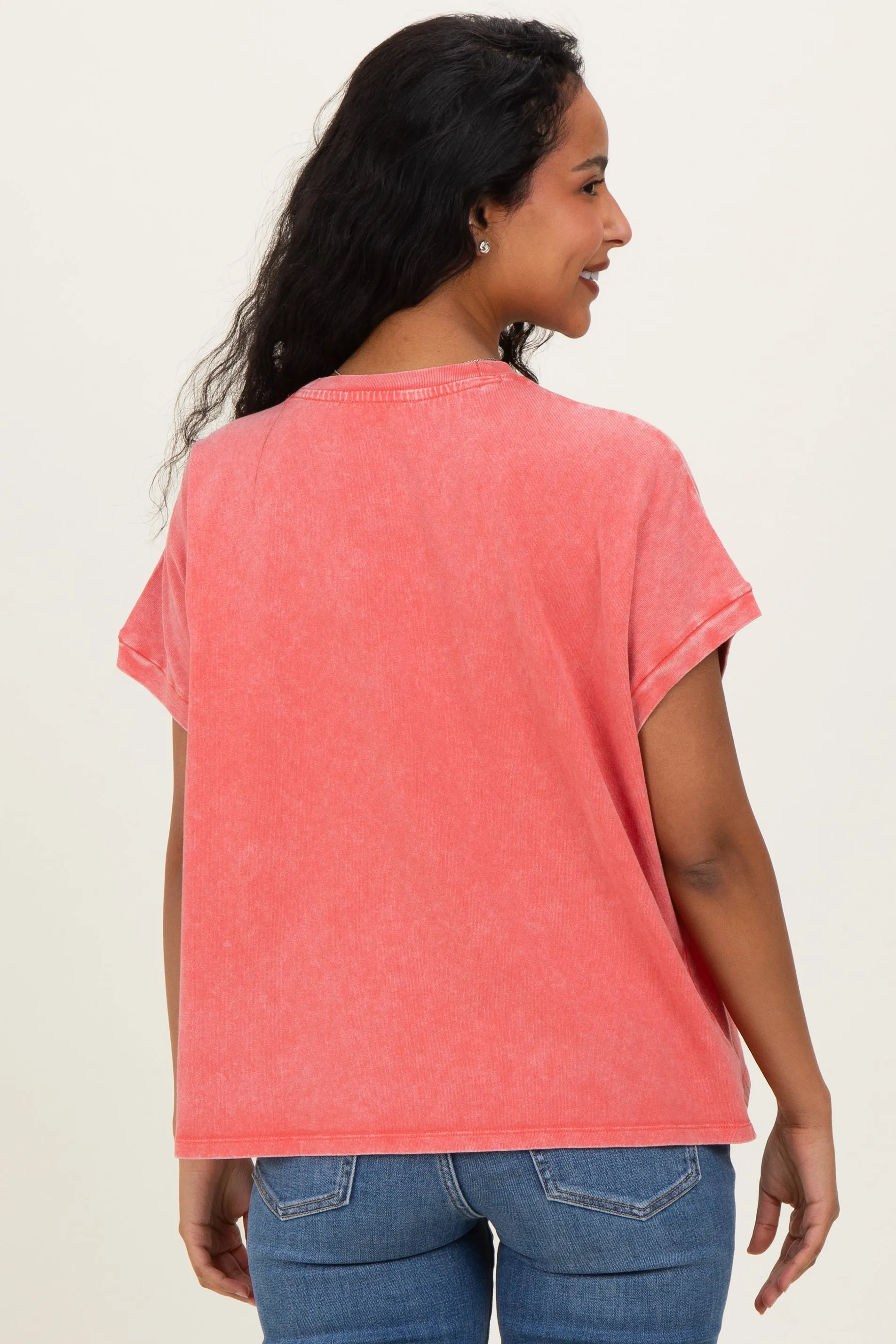 Fuchsia Mineral Wash Boxy Fit Maternity T-Shirt sold by Pinkblush product image thumbnail 4