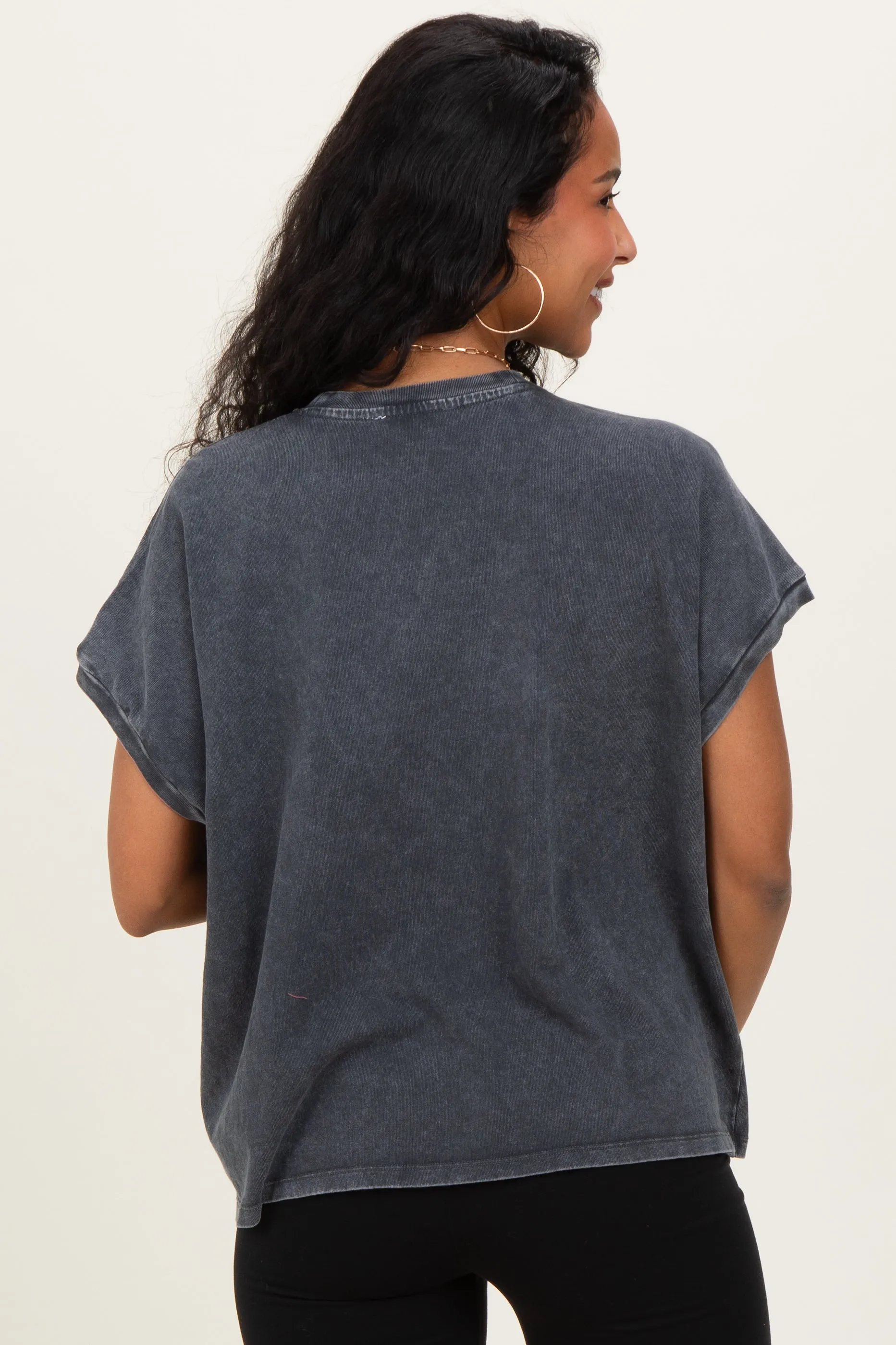 Charcoal Mineral Wash Boxy Fit Maternity T-Shirt sold by Pinkblush product image thumbnail 4
