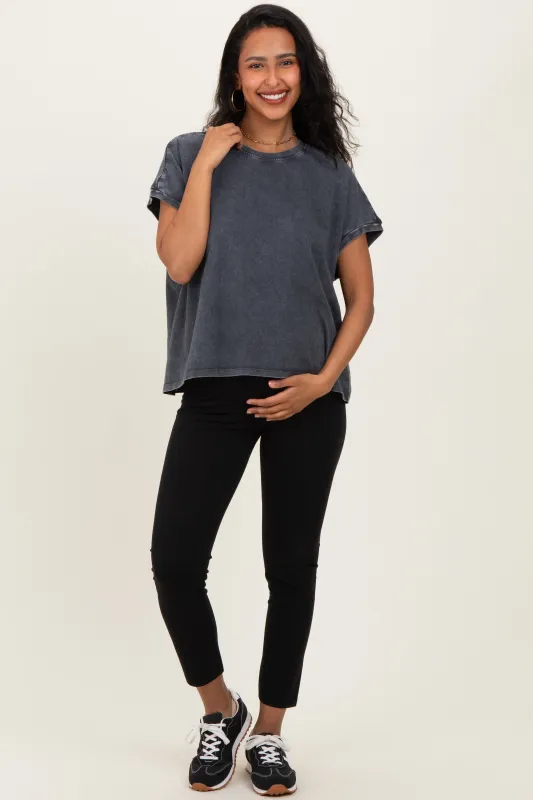 Charcoal Mineral Wash Boxy Fit Maternity T-Shirt sold by Pinkblush