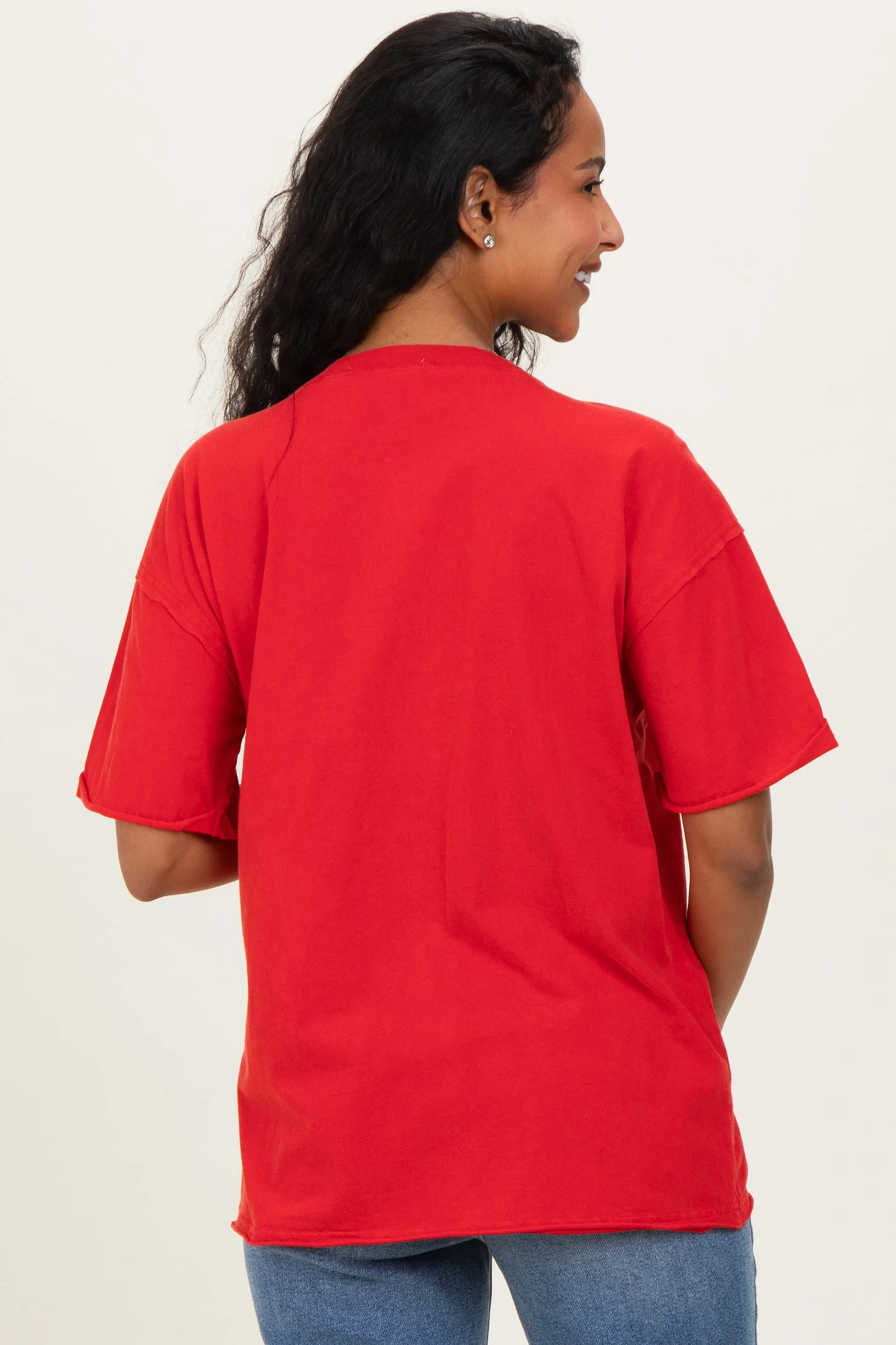 Red Vintage Wash Raw Edge Pocket Maternity T-Shirt sold by Pinkblush product image thumbnail 4