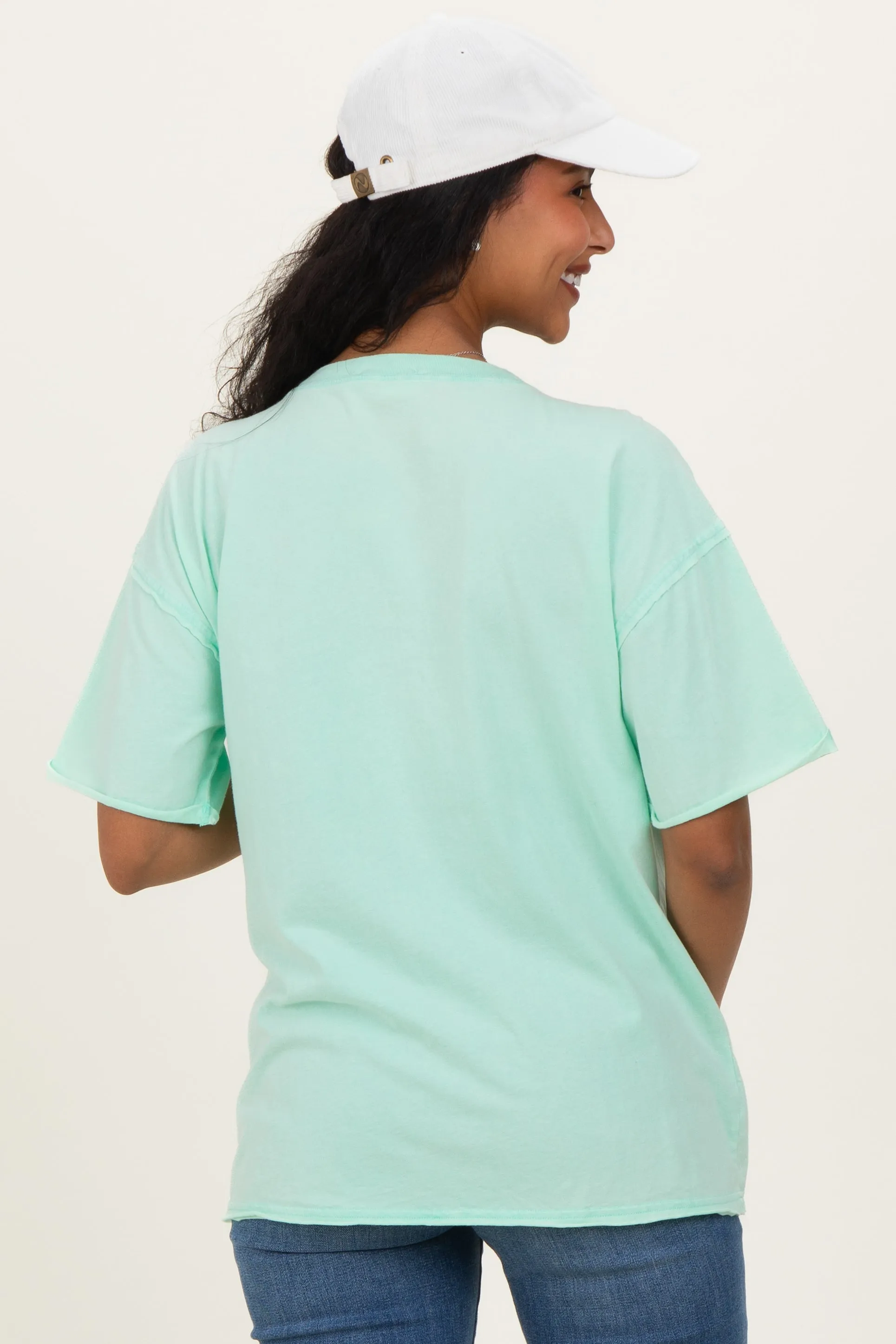 Mint Vintage Wash Raw Edge Pocket Maternity T-Shirt sold by Pinkblush product image thumbnail 4