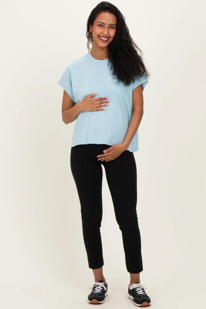 Light Blue Mineral Wash Boxy Fit Maternity T-Shirt sold by Pinkblush product image thumbnail 3