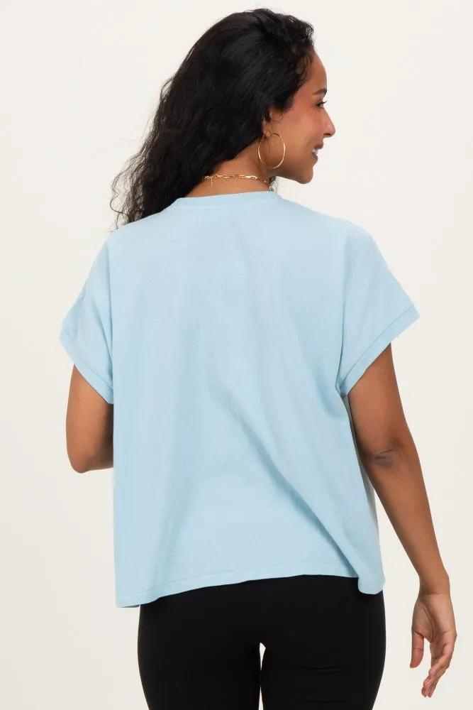 Light Blue Mineral Wash Boxy Fit Maternity T-Shirt sold by Pinkblush product image thumbnail 4