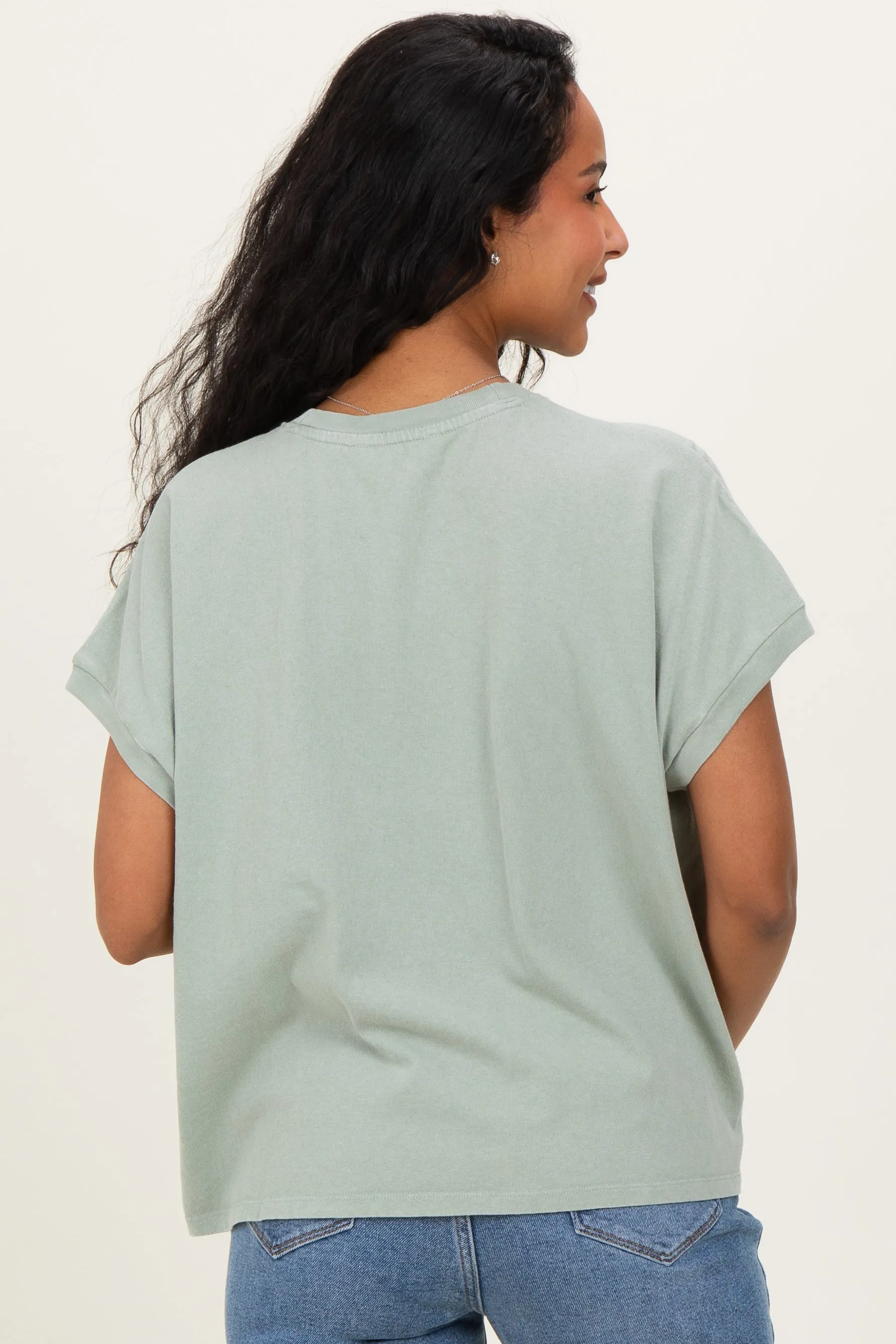 Sage Mineral Wash Boxy Fit Maternity T-Shirt sold by Pinkblush product image thumbnail 4