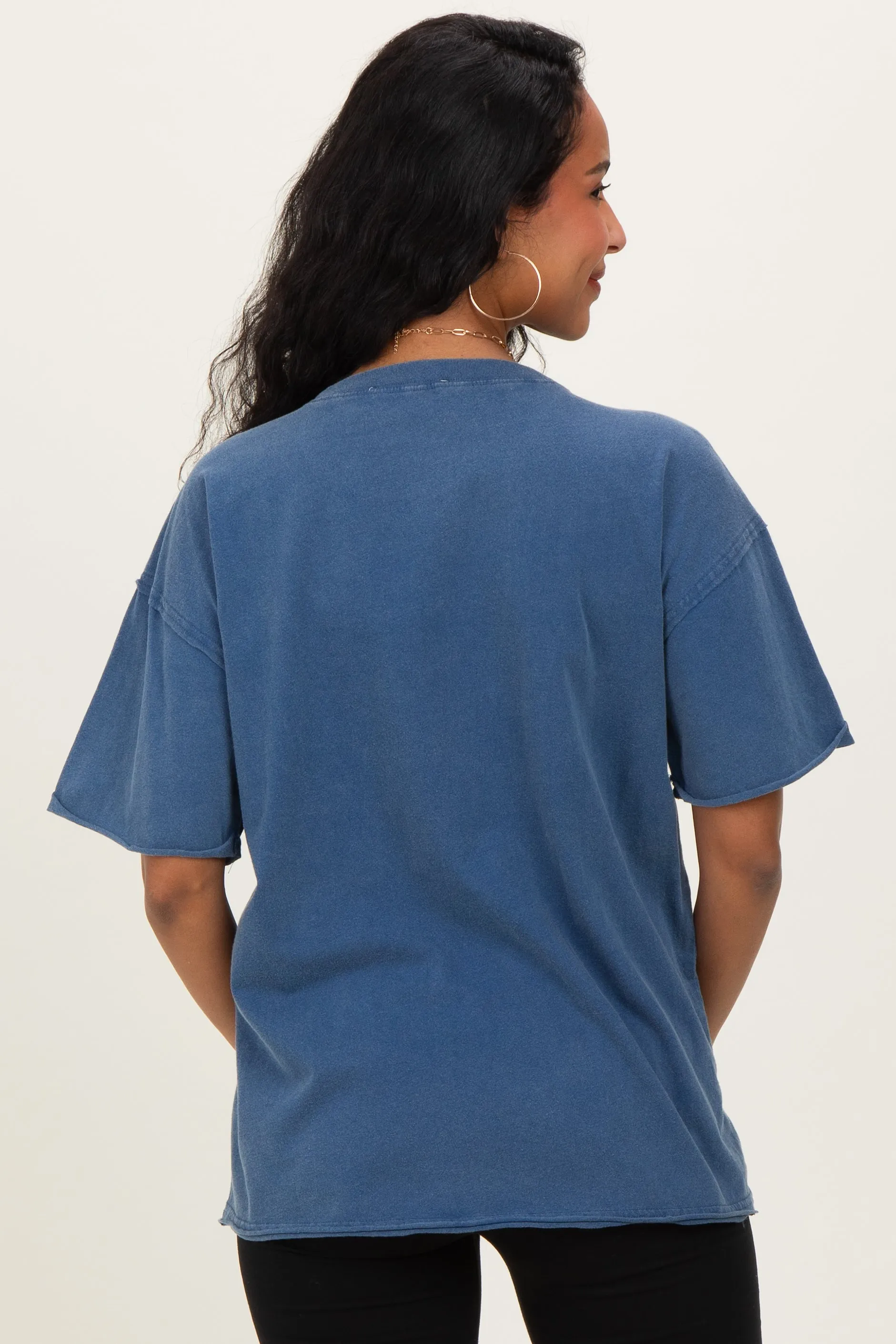 Light Navy Vintage Wash Raw Edge Pocket Maternity T-Shirt sold by Pinkblush product image thumbnail 4