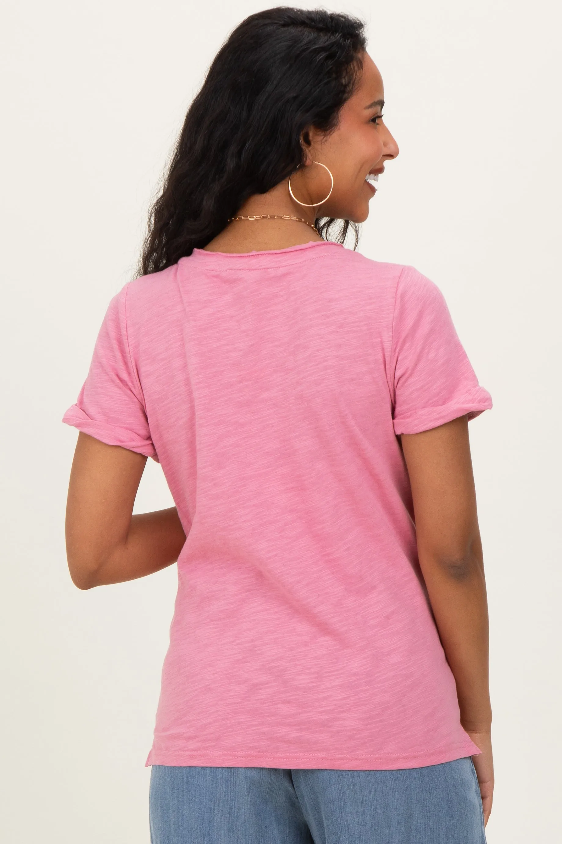 Pink Raw Edged Basic Slub Maternity Top sold by Pinkblush product image thumbnail 3