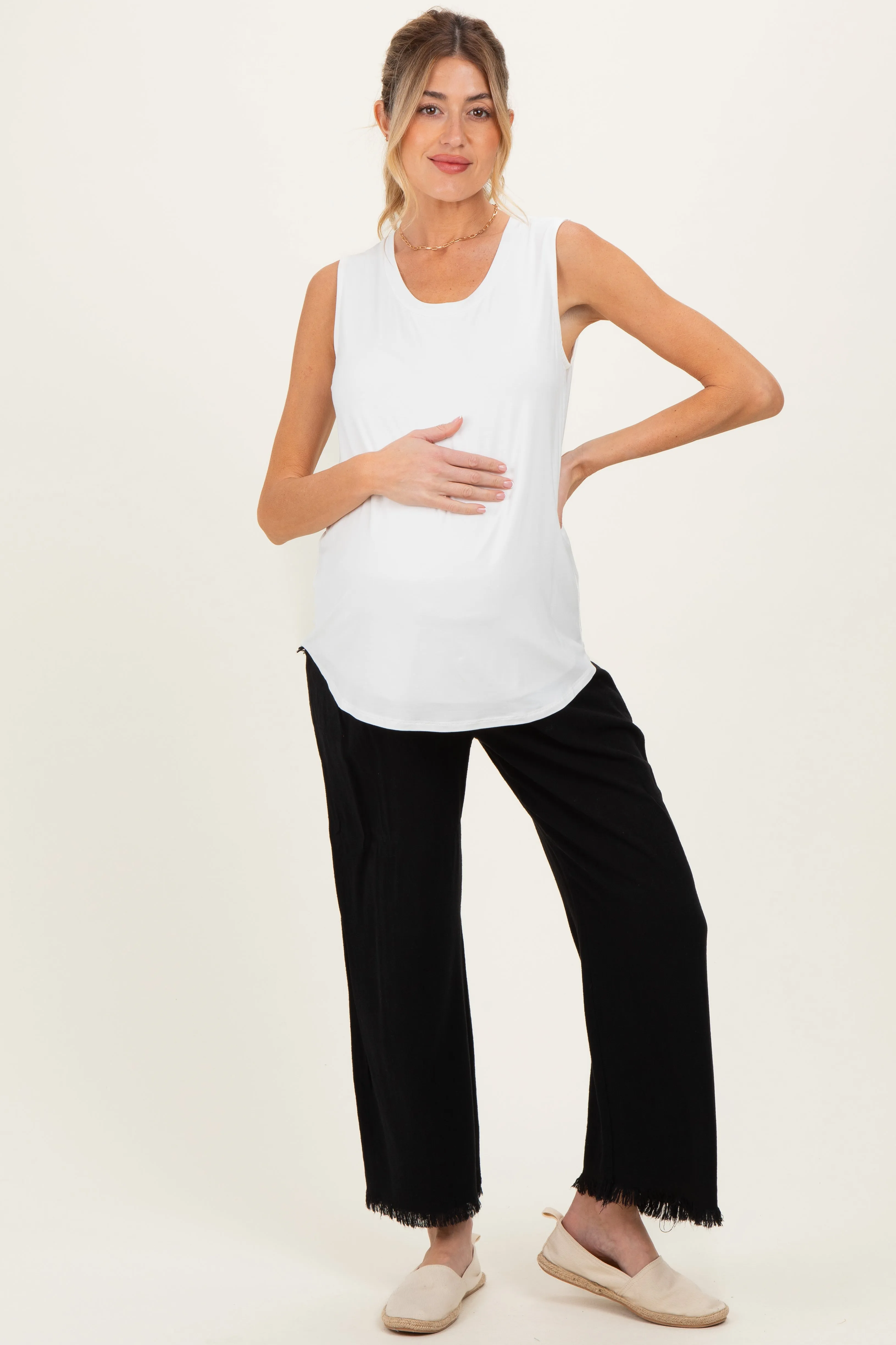 Ivory Double Layer Maternity Nursing Tank Top sold by Pinkblush product image thumbnail 2