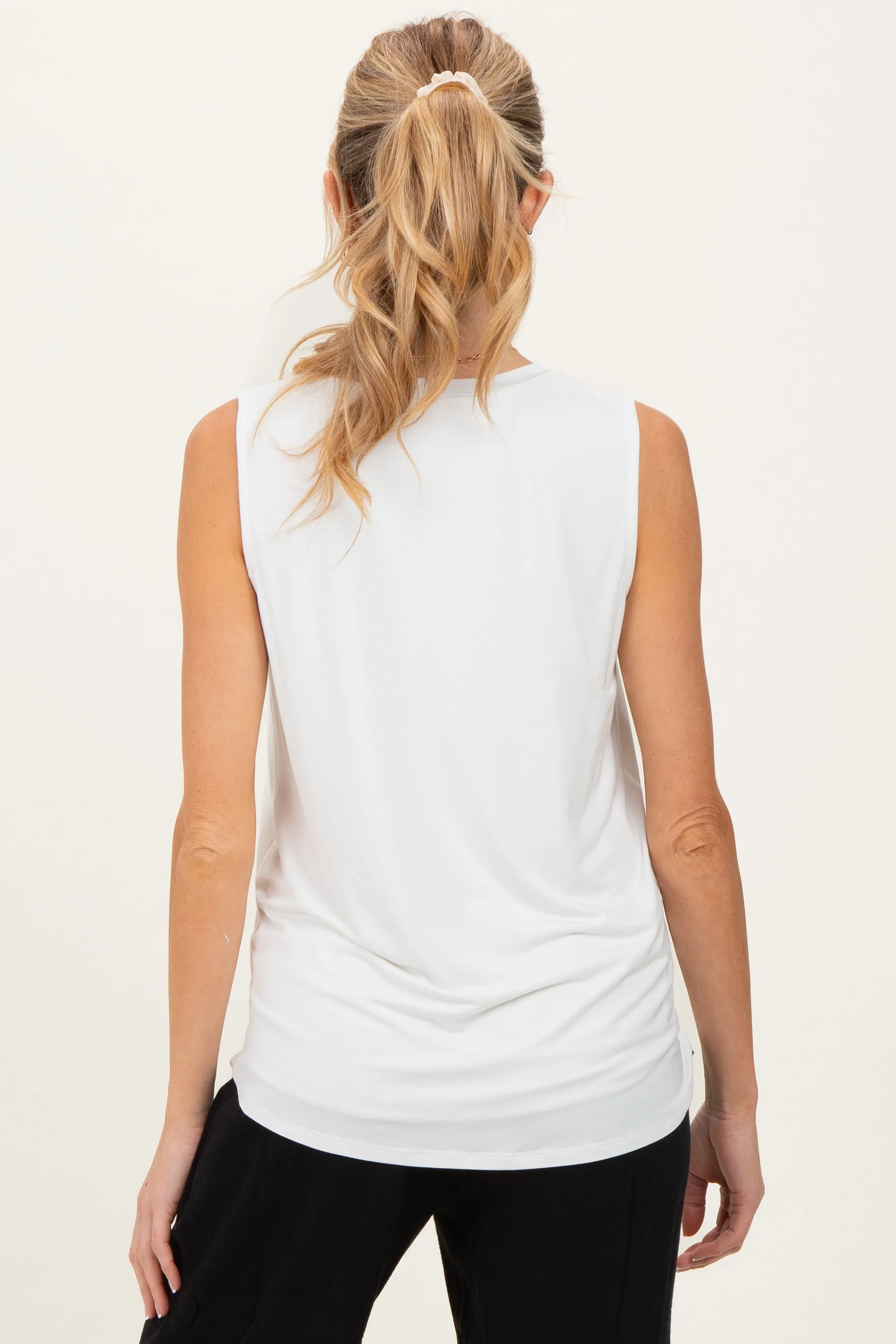 Ivory Double Layer Maternity Nursing Tank Top sold by Pinkblush product image thumbnail 4