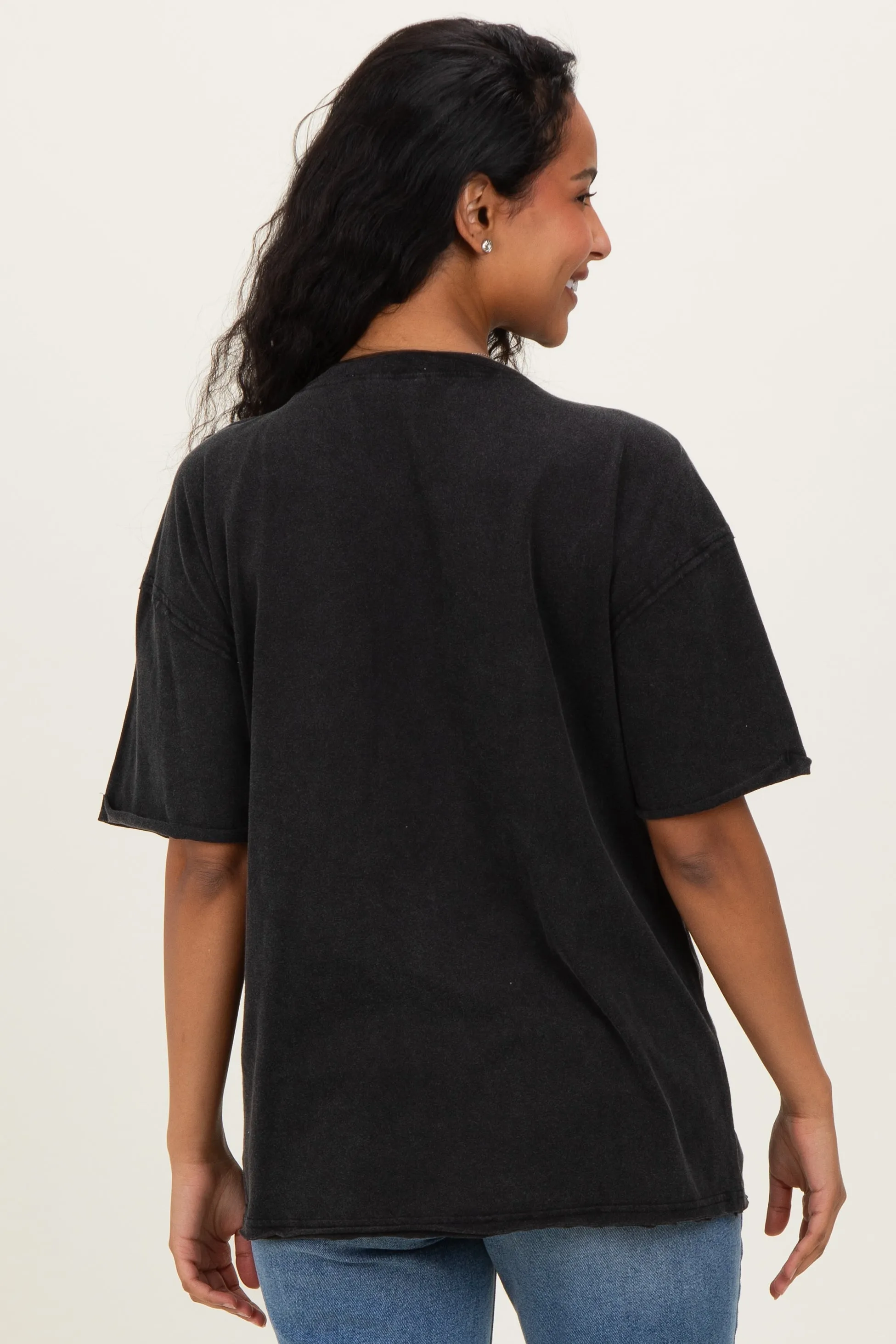 Black Vintage Wash Raw Edge Pocket Maternity T-Shirt sold by Pinkblush product image thumbnail 4