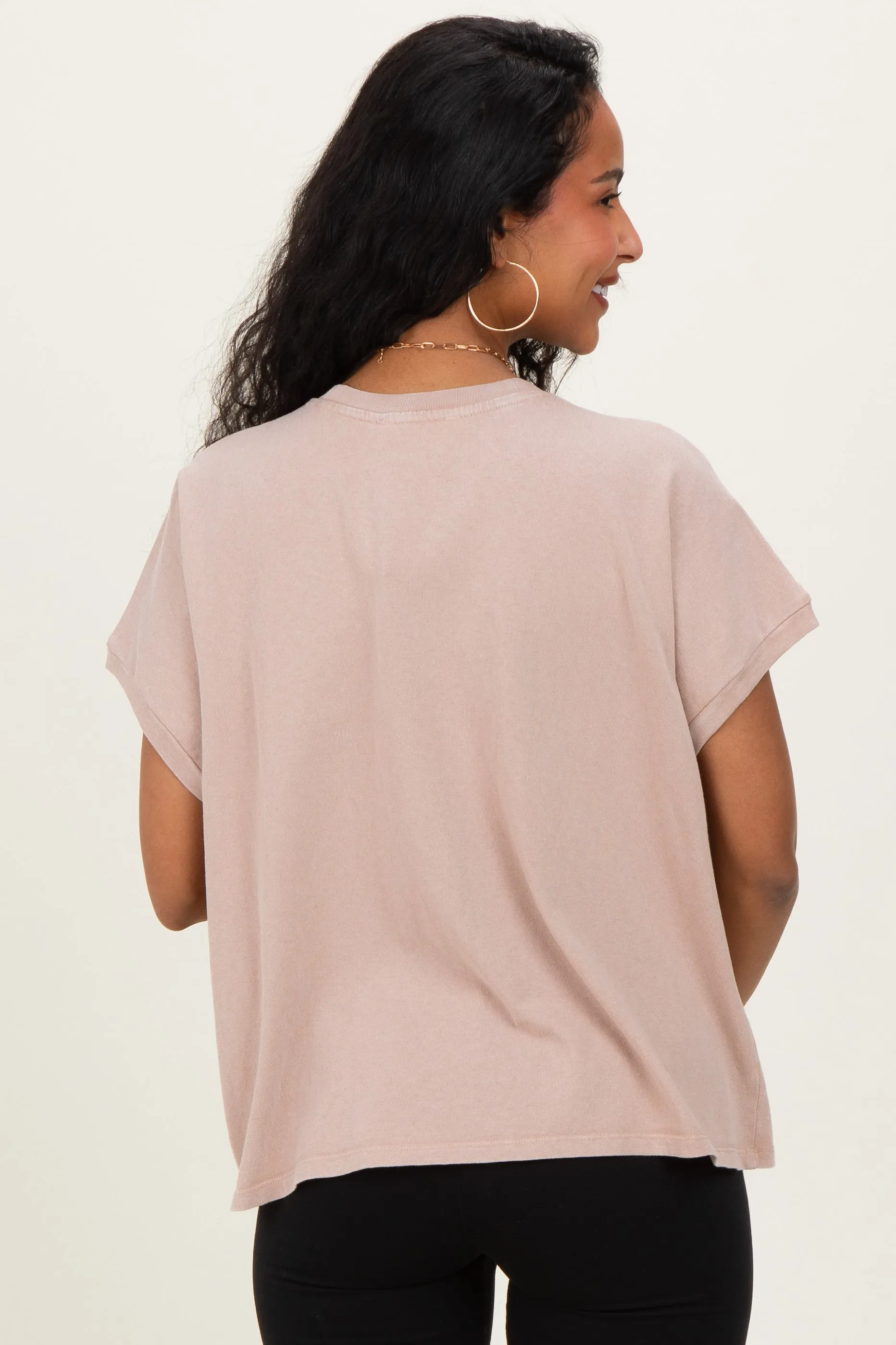 Taupe Mineral Wash Boxy Fit Maternity T-Shirt sold by Pinkblush product image thumbnail 4