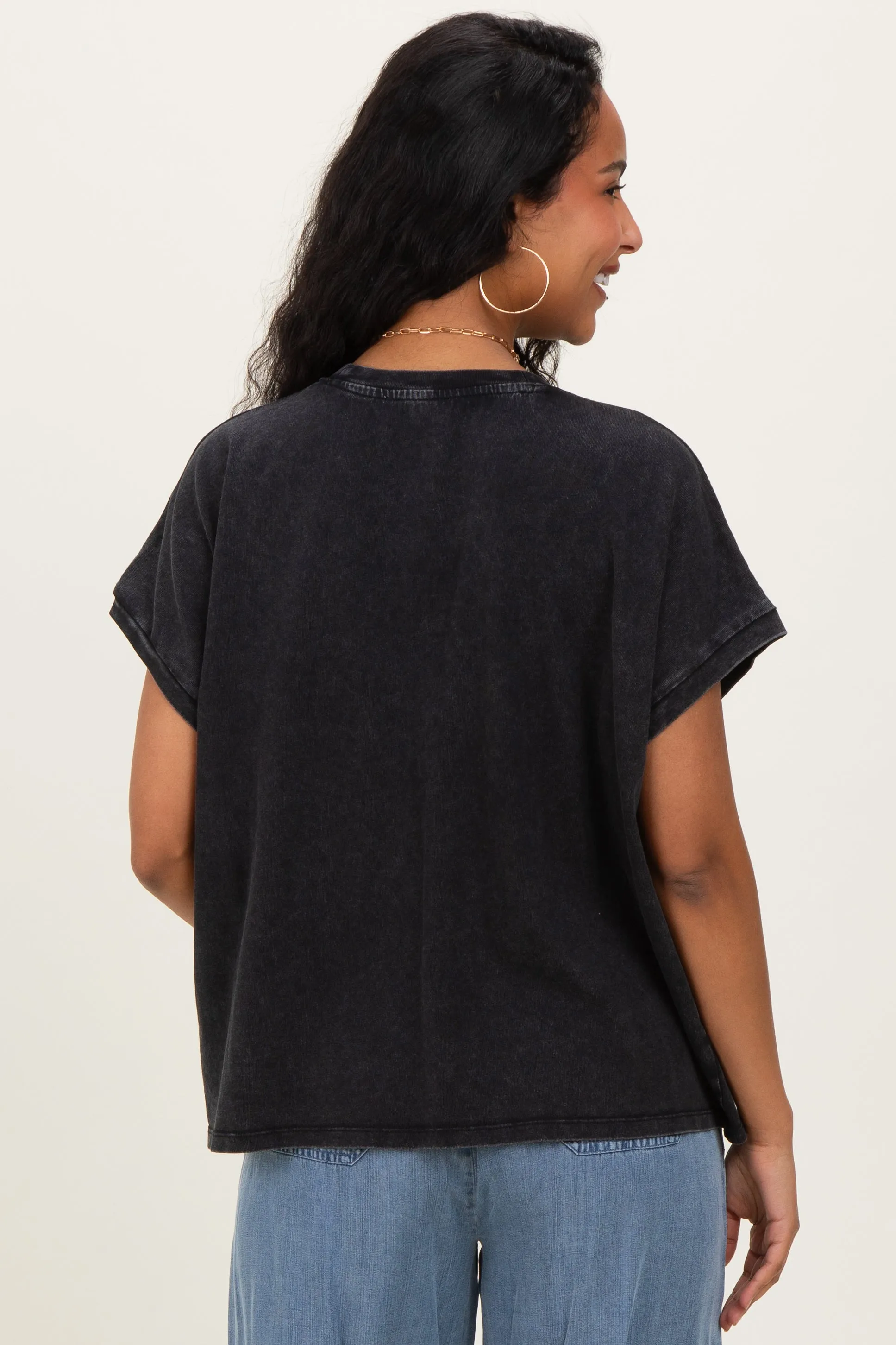 Black Mineral Wash Boxy Fit Maternity T-Shirt sold by Pinkblush product image thumbnail 3