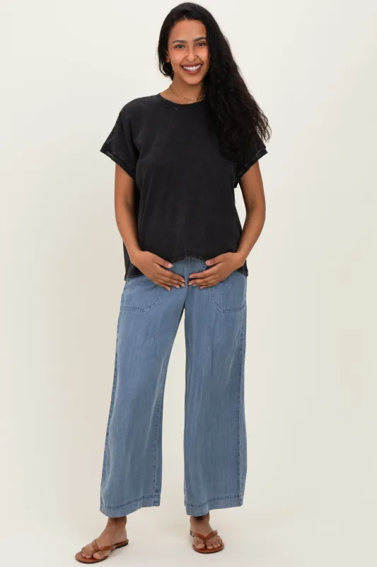 Black Mineral Wash Boxy Fit Maternity T-Shirt sold by Pinkblush