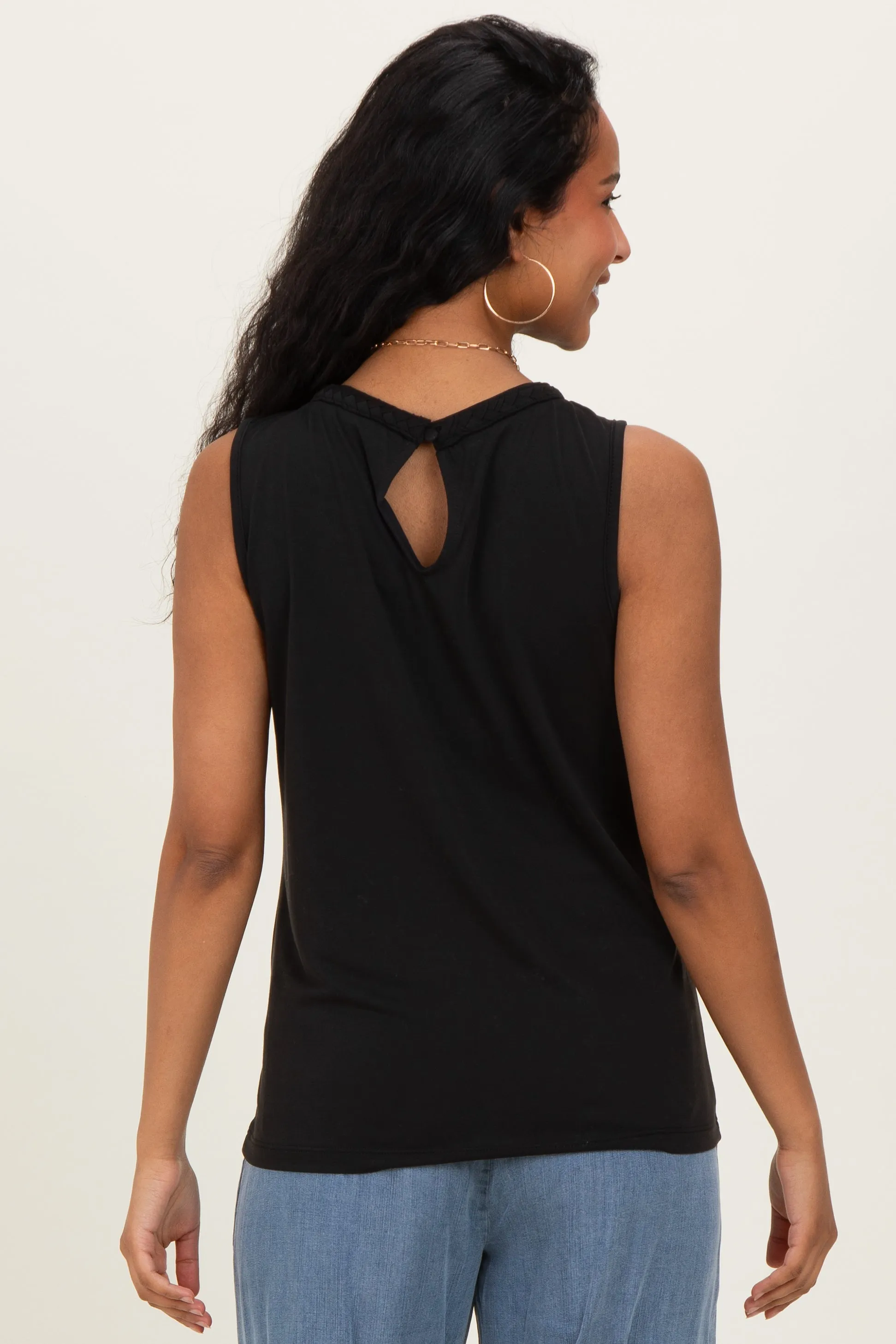Black Braided Neckline Maternity Tank sold by Pinkblush product image thumbnail 3