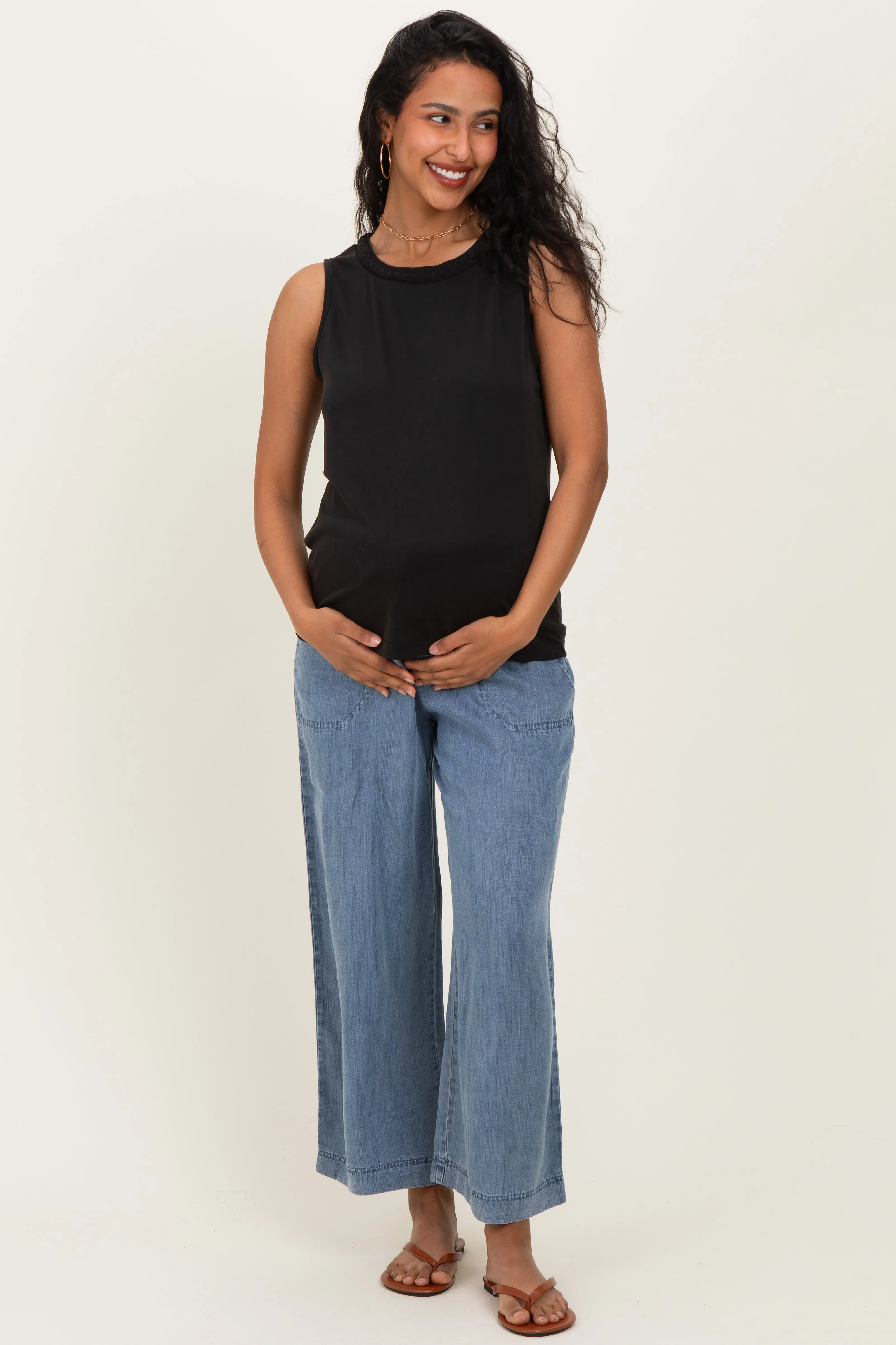 Black Braided Neckline Maternity Tank sold by Pinkblush product image thumbnail 2