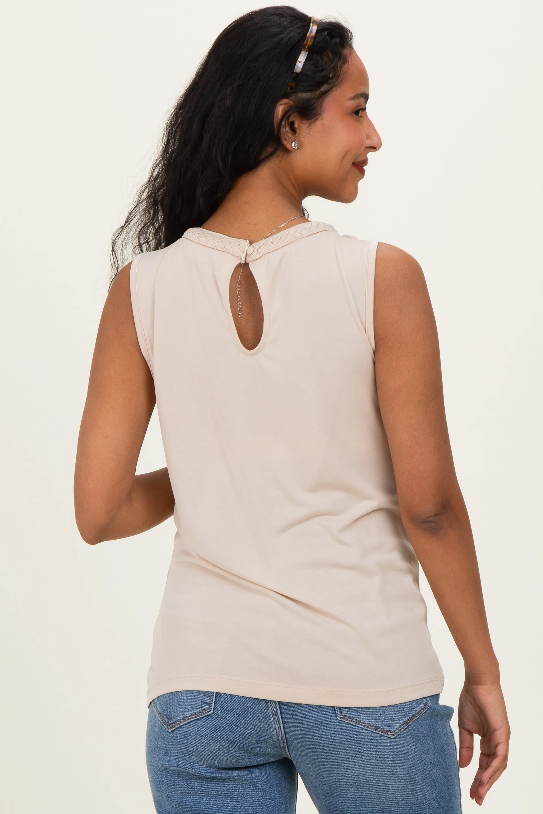Oat Braided Neckline Maternity Tank sold by Pinkblush product image thumbnail 4