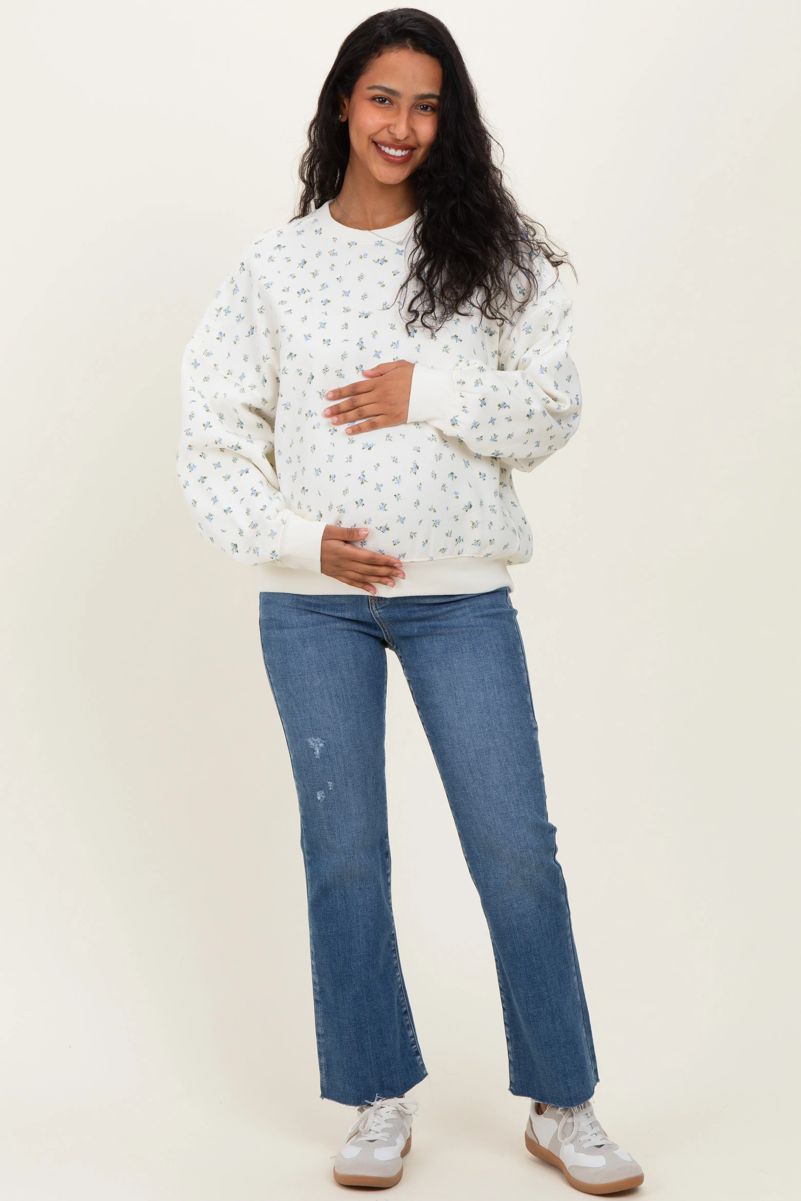 Blue Ditsy Floral Maternity Sweatshirt sold by Pinkblush product image thumbnail 2