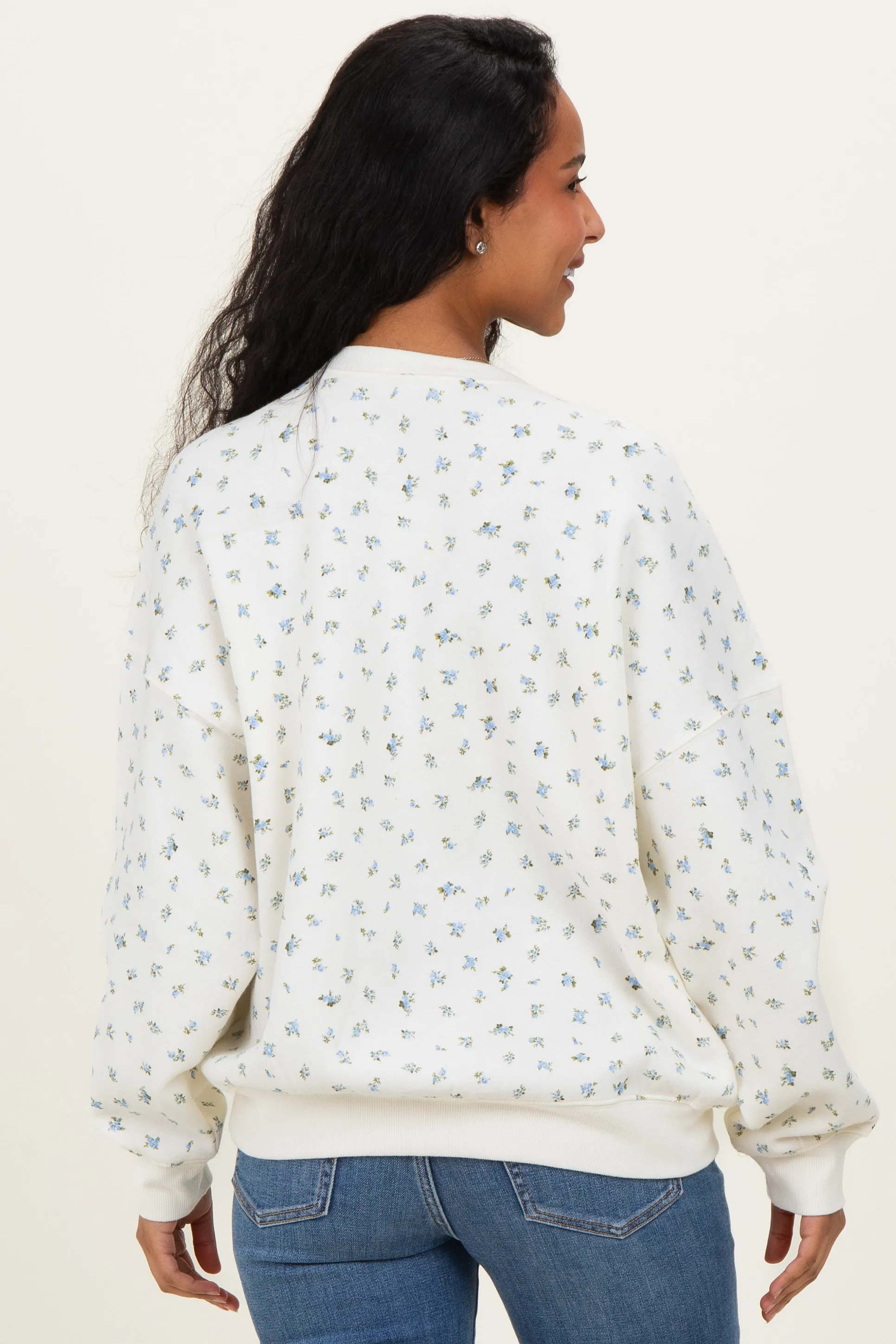 Blue Ditsy Floral Maternity Sweatshirt sold by Pinkblush product image thumbnail 4