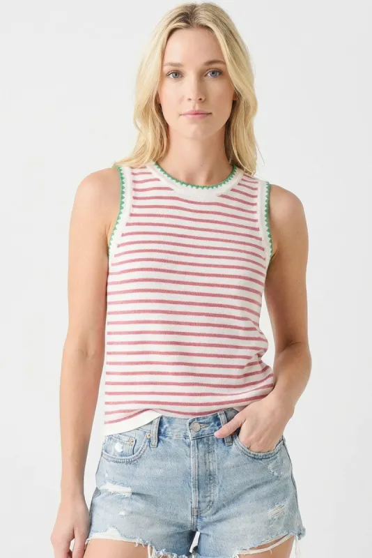 Pink Striped Stitch Detail Knit Tank made by Staccato