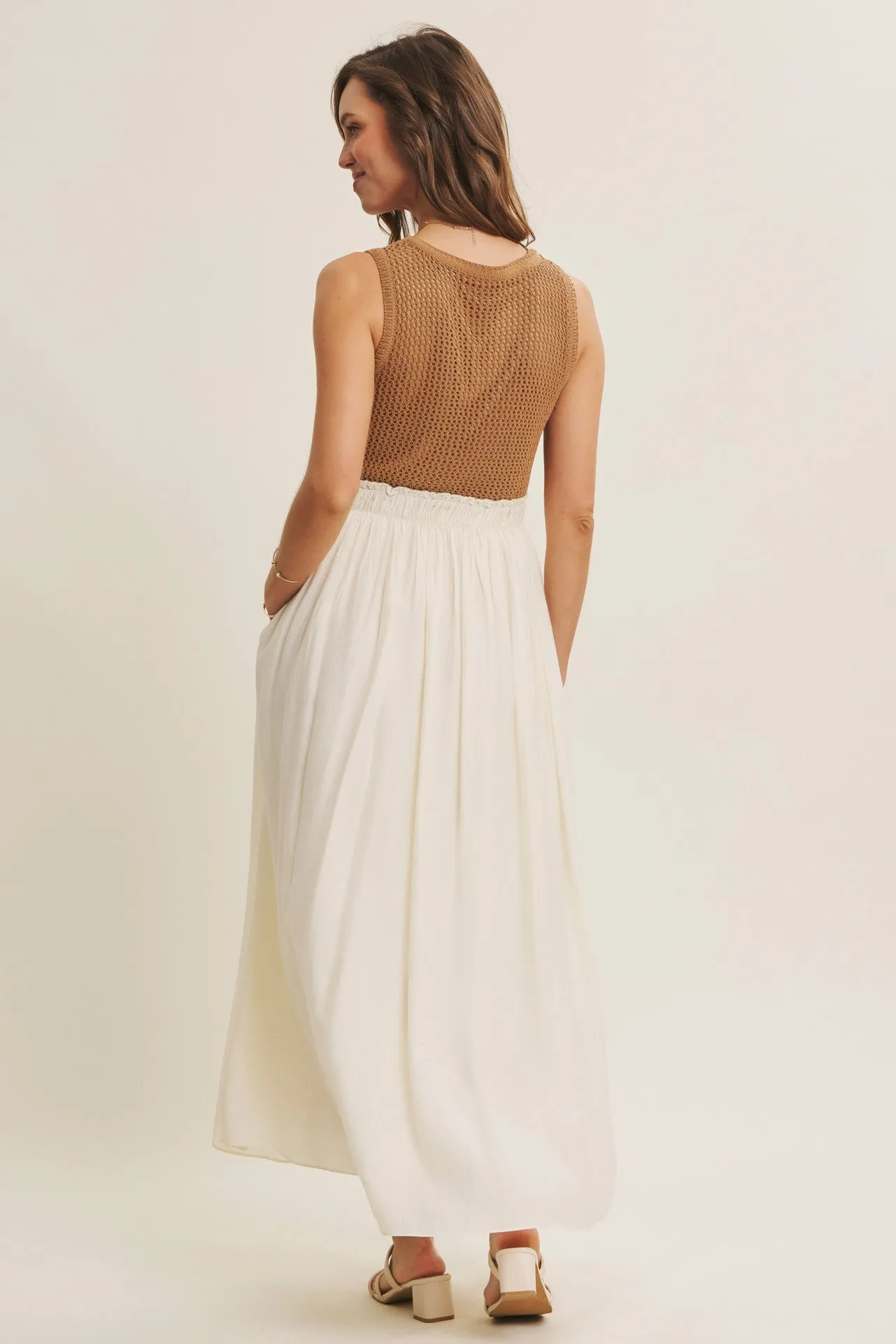 Mocha Knit Bodice Contrast Skirt Maxi Dress sold by Pinkblush product image thumbnail 4