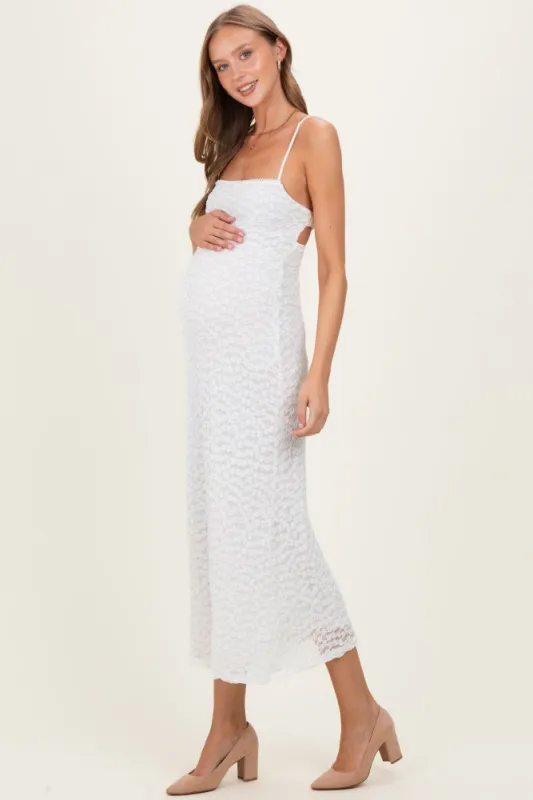 White Floral Lace Cutout Maternity Maxi Dress made by Pinkblush