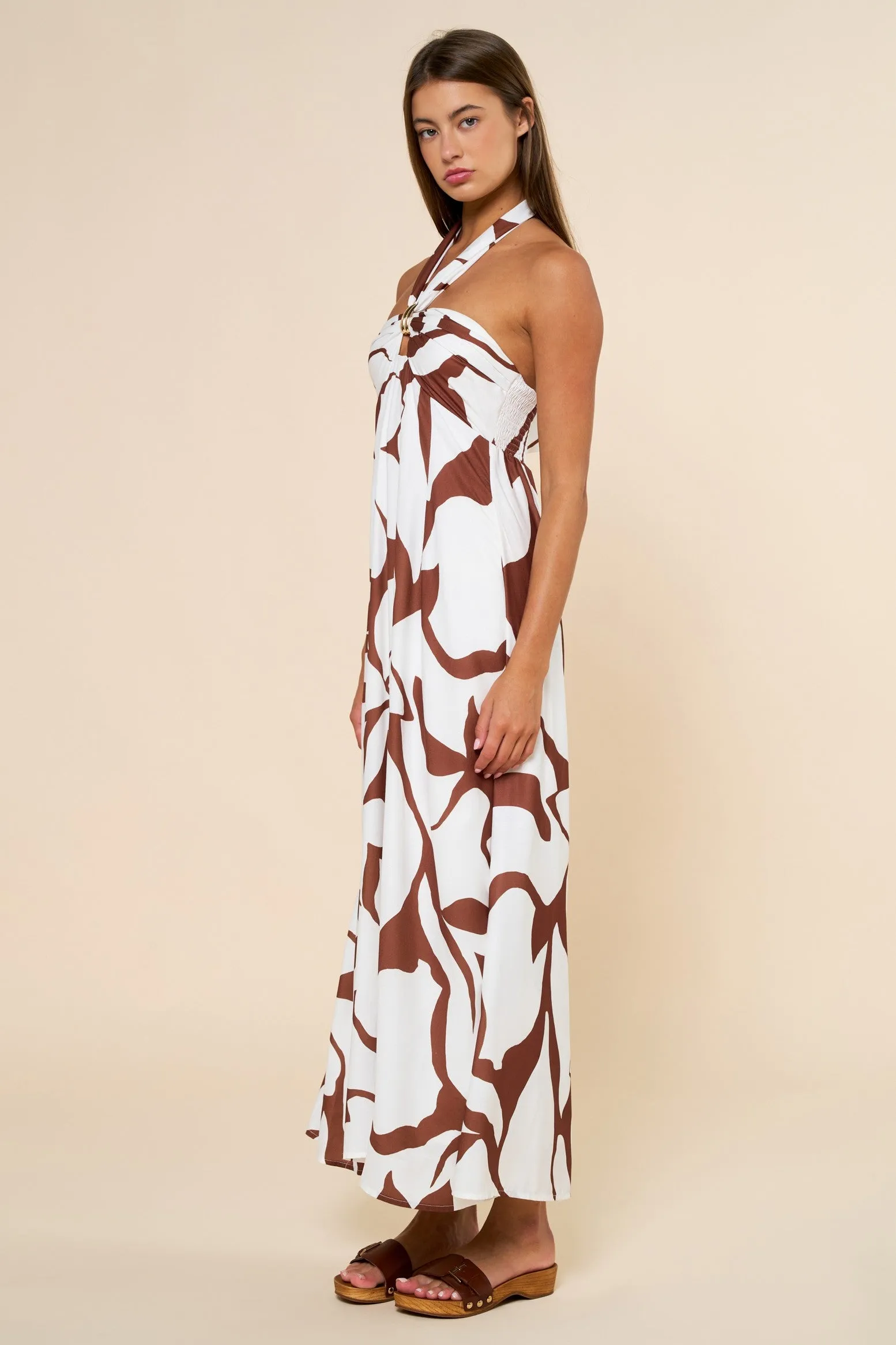Brown Printed Halter Maxi Dress sold by Pinkblush product image thumbnail 2