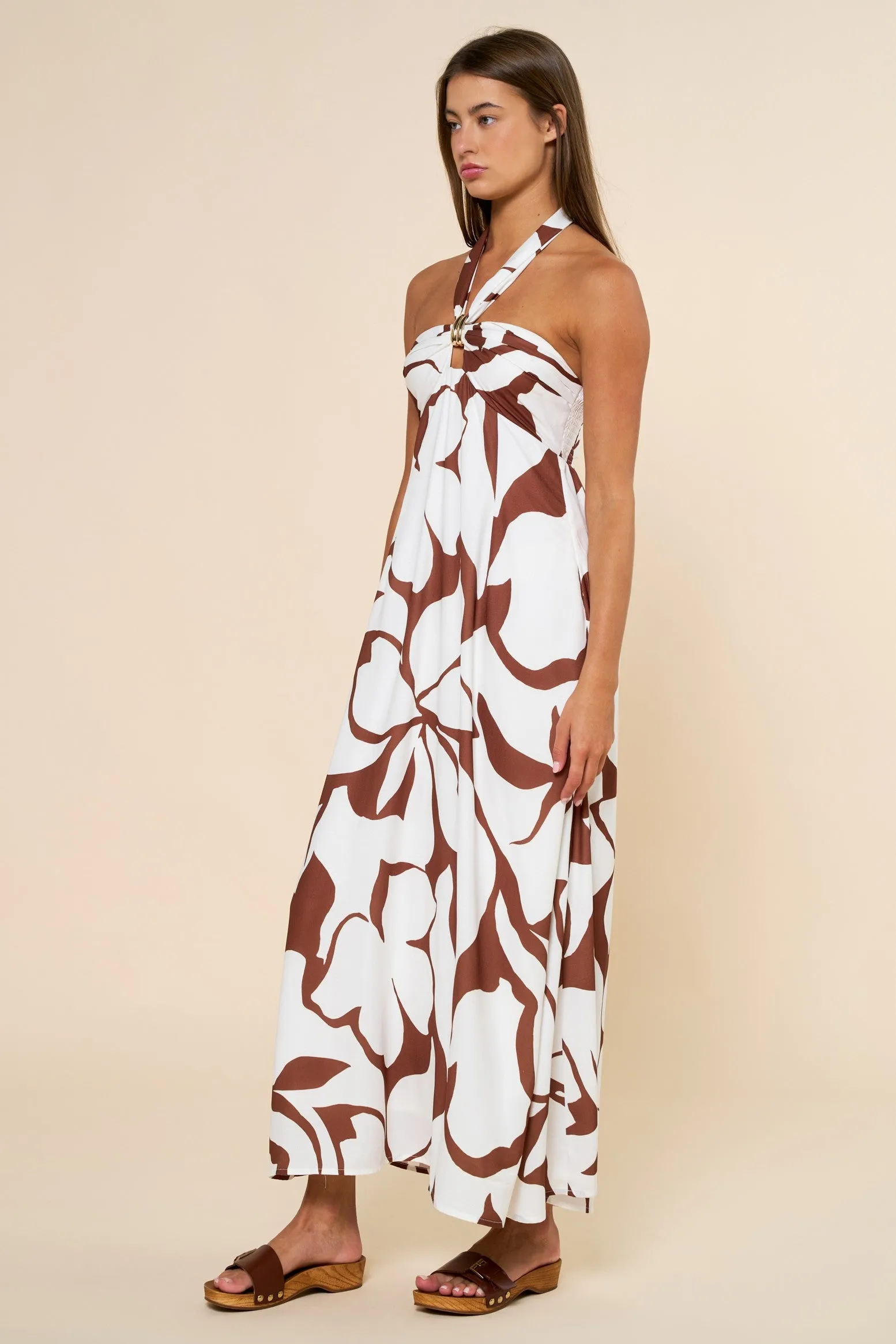 Brown Printed Halter Maxi Dress sold by Pinkblush product image thumbnail 3