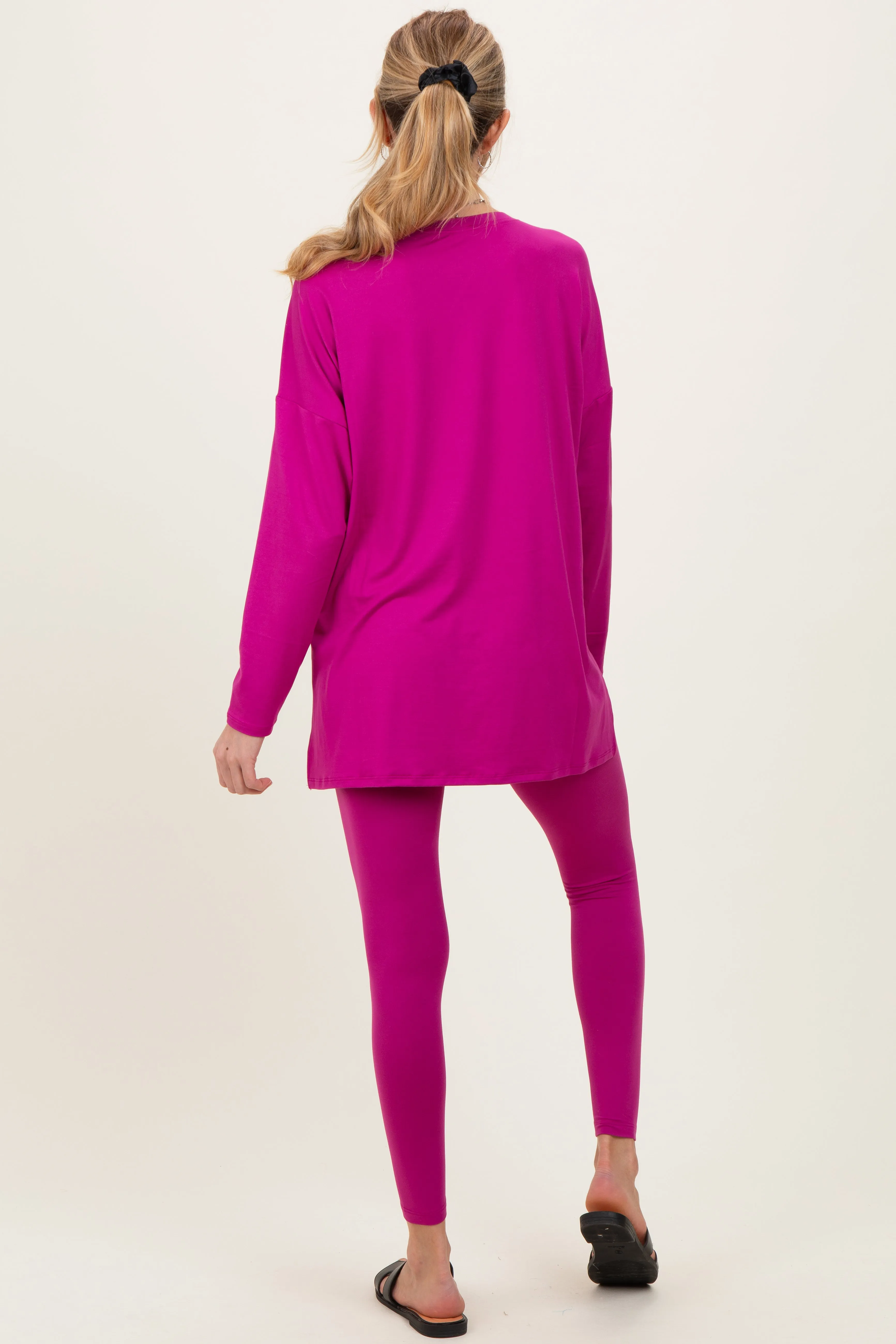Magenta Brushed Knit Oversized Top and Legging Maternity Set sold by Pinkblush product image thumbnail 4