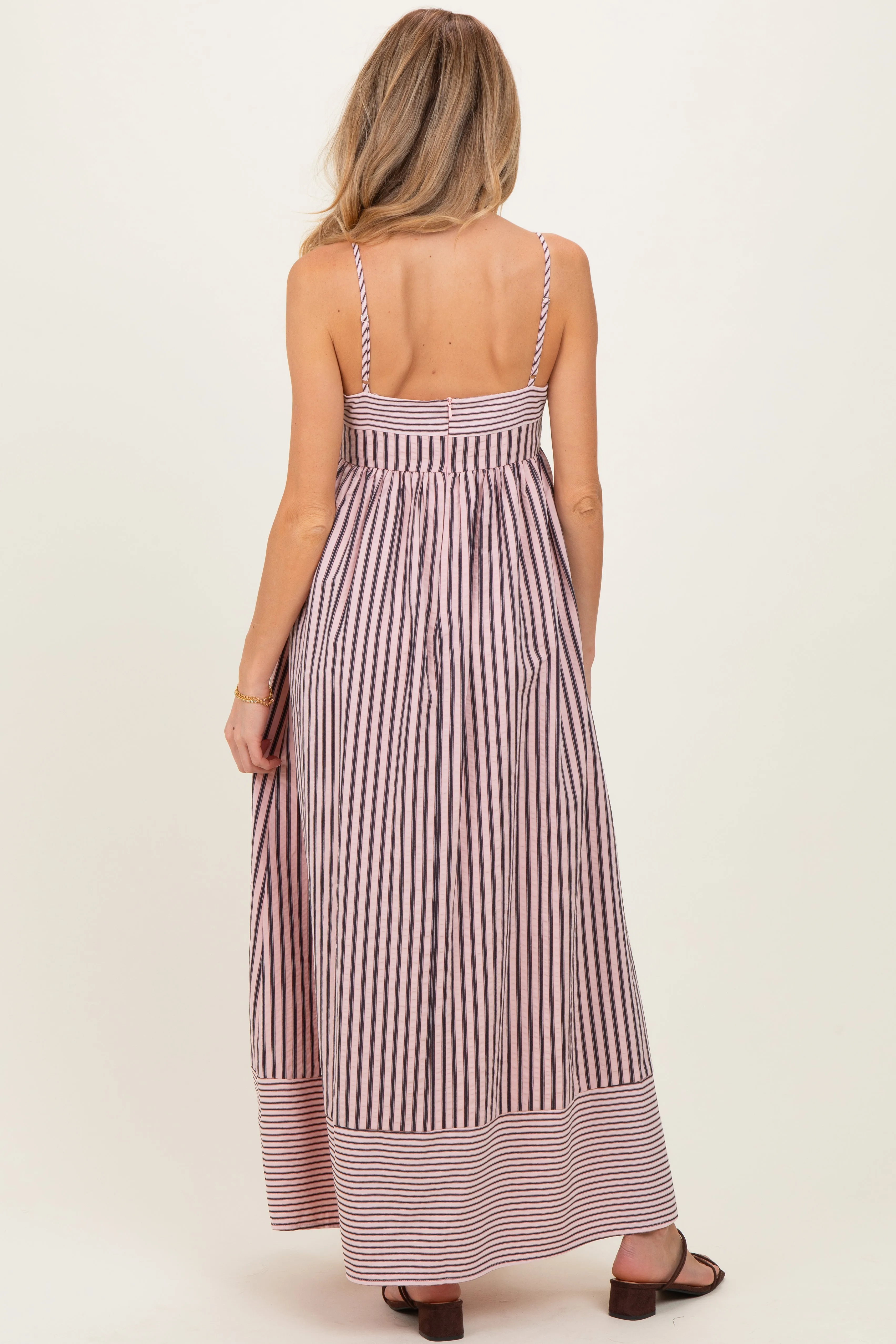 Mauve Mixed Stripe Sleeveless Maternity Maxi Dress sold by Pinkblush product image thumbnail 4