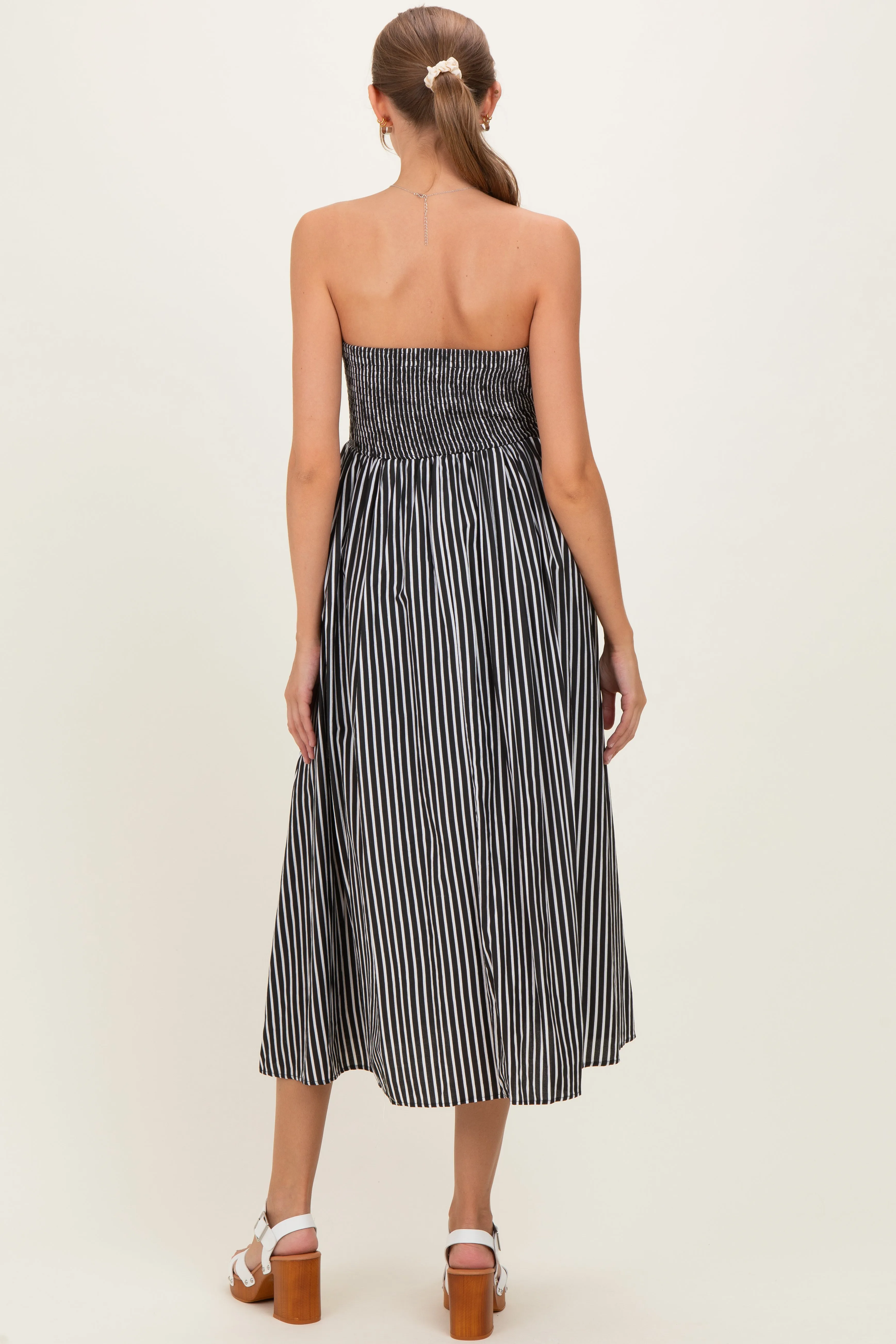 Black Striped Strapless Maternity Maxi Dress sold by Pinkblush product image thumbnail 2