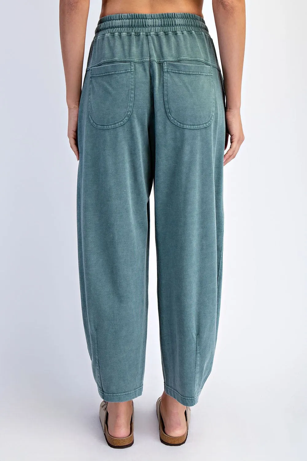 Teal Mineral Wash Barrel Leg Lounge Pants sold by Pinkblush product image thumbnail 4