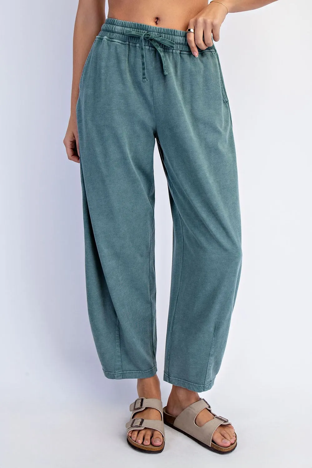 Teal Mineral Wash Barrel Leg Lounge Pants sold by Pinkblush product image thumbnail 2