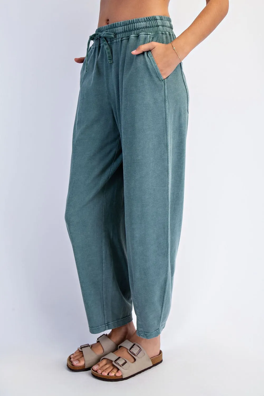 Teal Mineral Wash Barrel Leg Lounge Pants sold by Pinkblush product image thumbnail 3