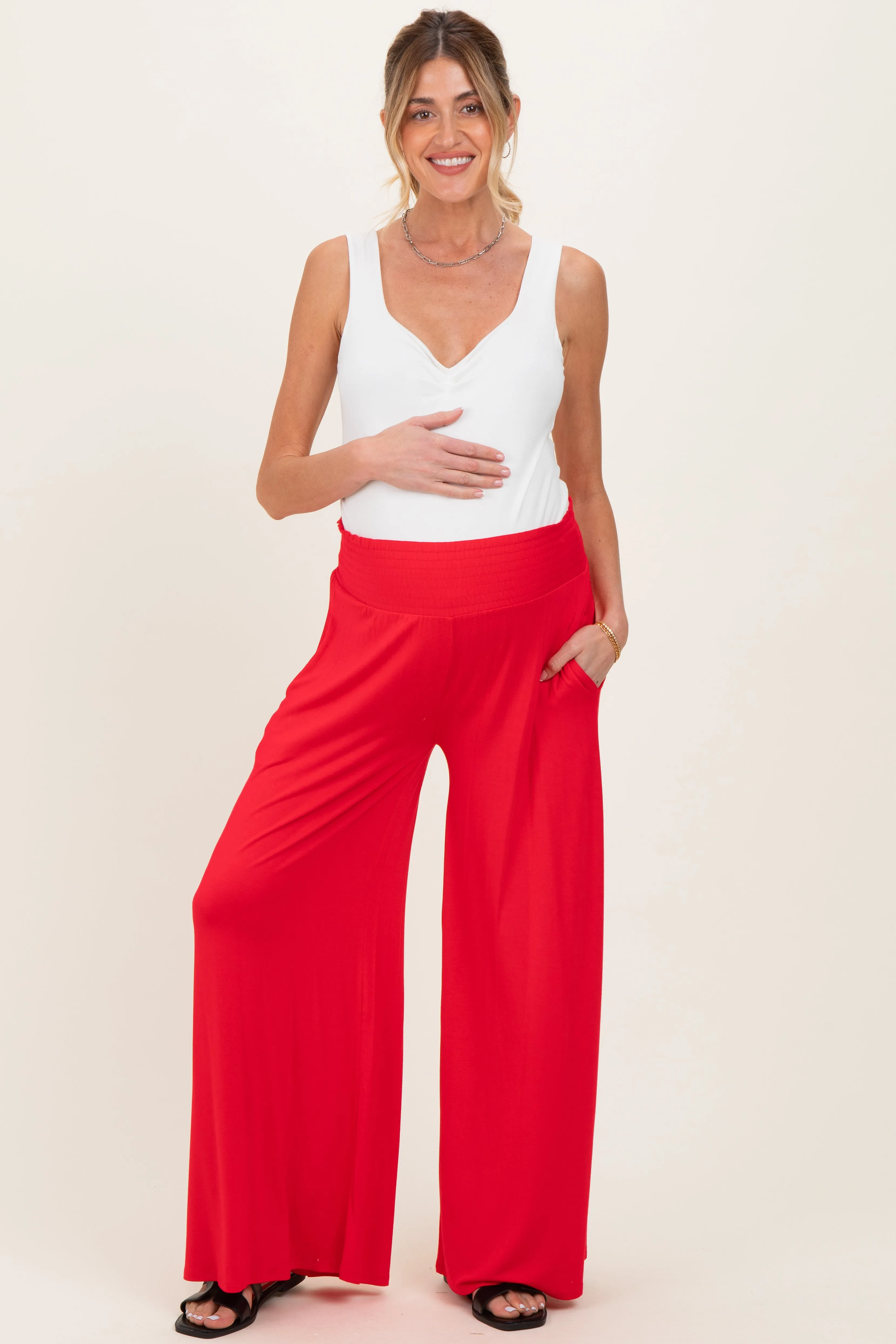 Ruby Smocked Waist Wide Leg Maternity Pants sold by Pinkblush product image thumbnail 2