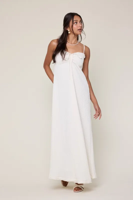 White Waffle Knit Sweetheart Neckline Sleeveless Maxi Dress sold by Pinkblush