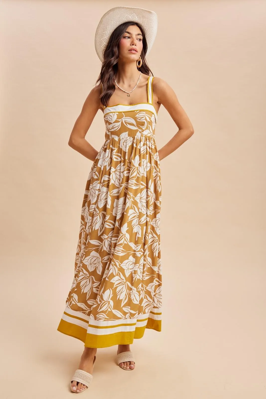 Golden Yellow Floral Sleeveless Maxi Dress sold by Pinkblush product image thumbnail 2