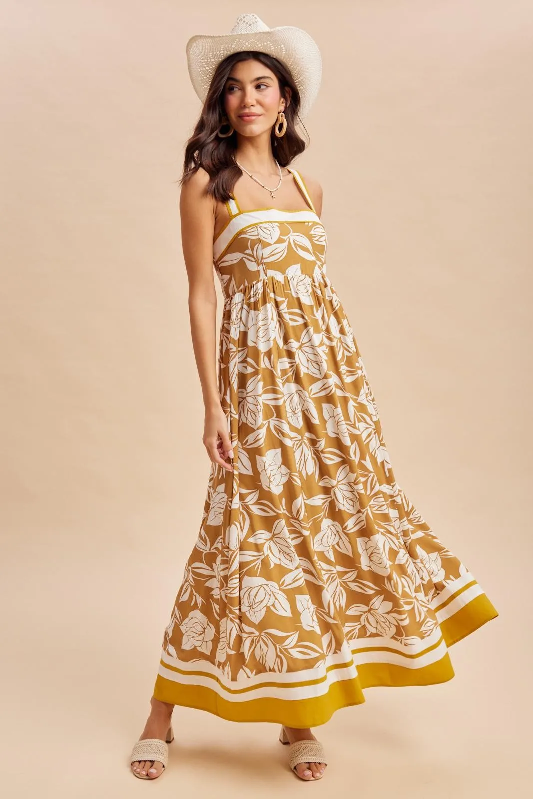 Golden Yellow Floral Sleeveless Maxi Dress sold by Pinkblush product image thumbnail 3