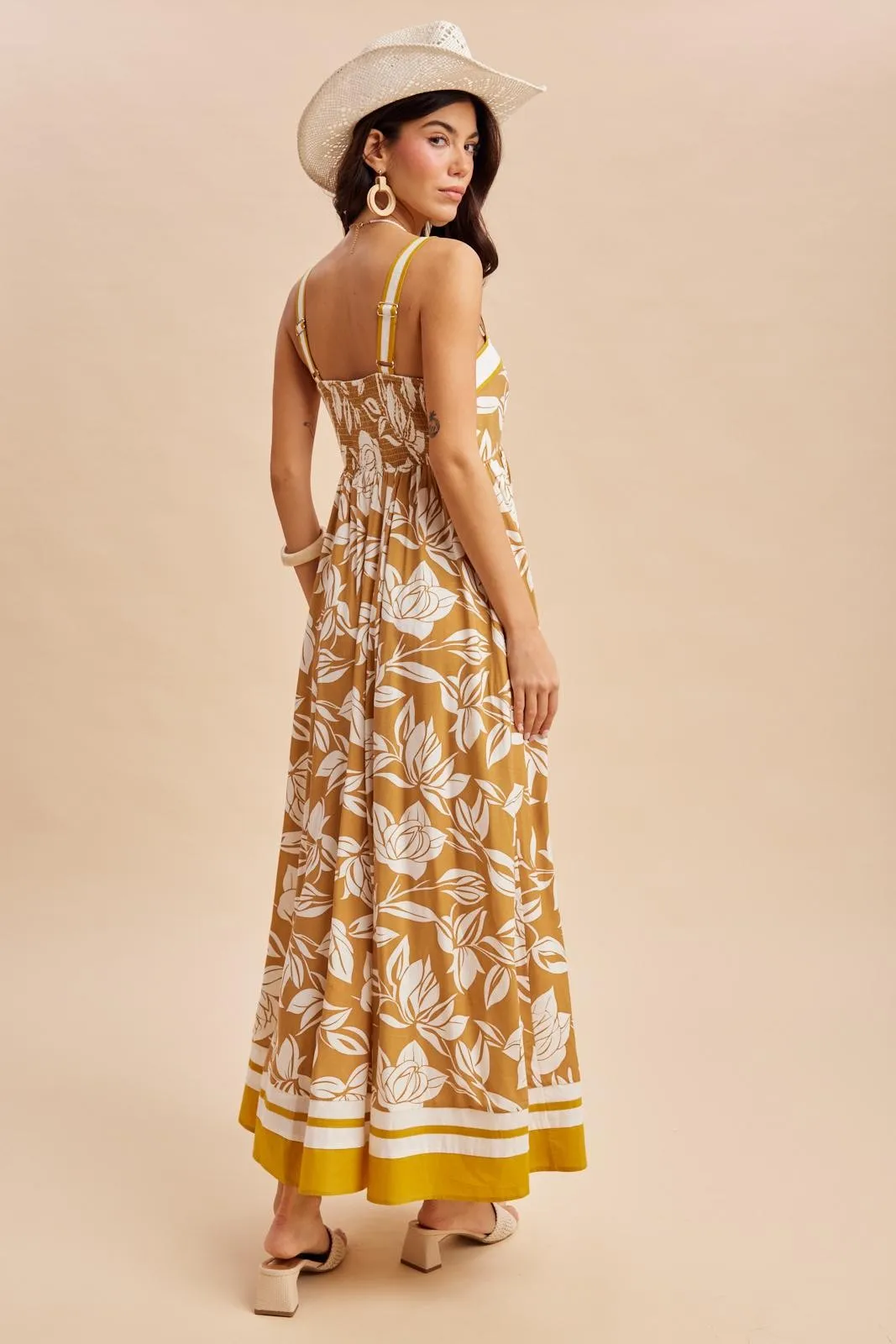 Golden Yellow Floral Sleeveless Maxi Dress sold by Pinkblush product image thumbnail 4