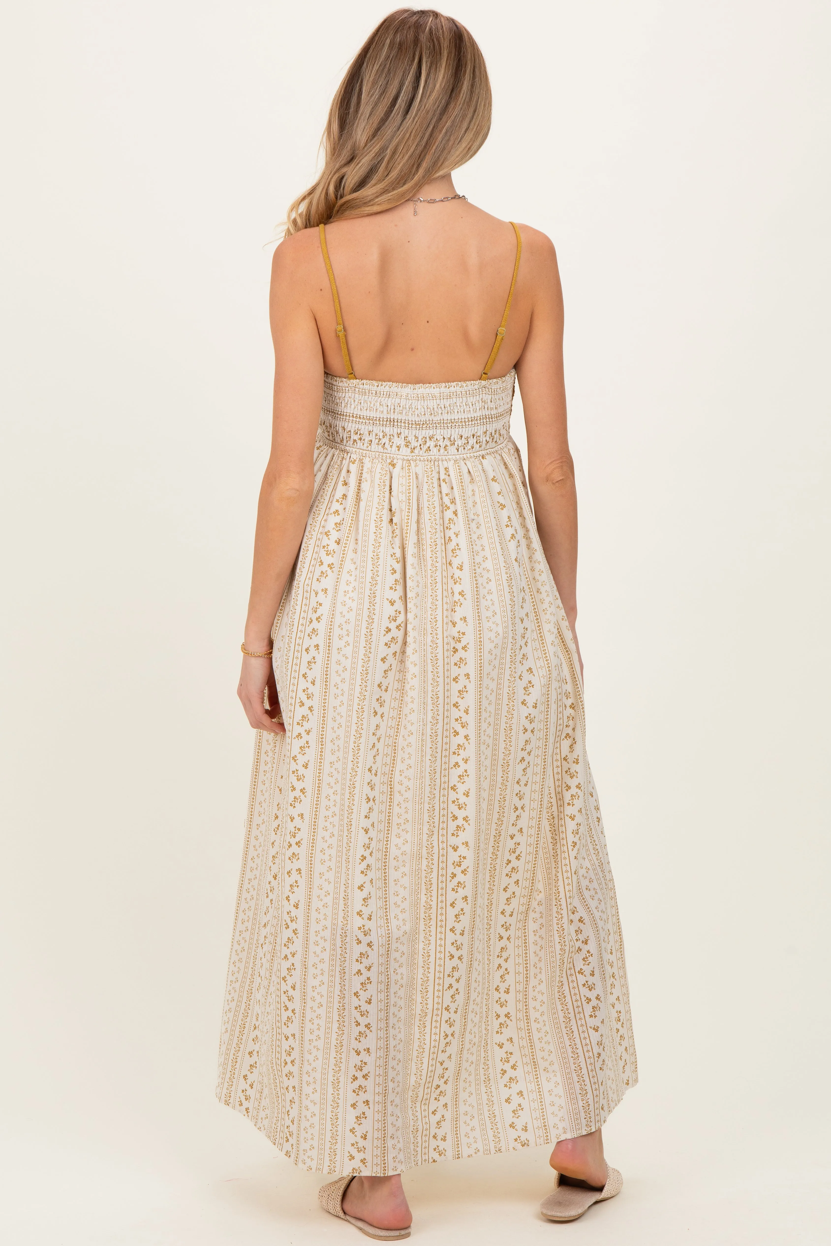 Gold Bohemian Dream Crochet Cotton Maternity Maxi Dress sold by Pinkblush product image thumbnail 4