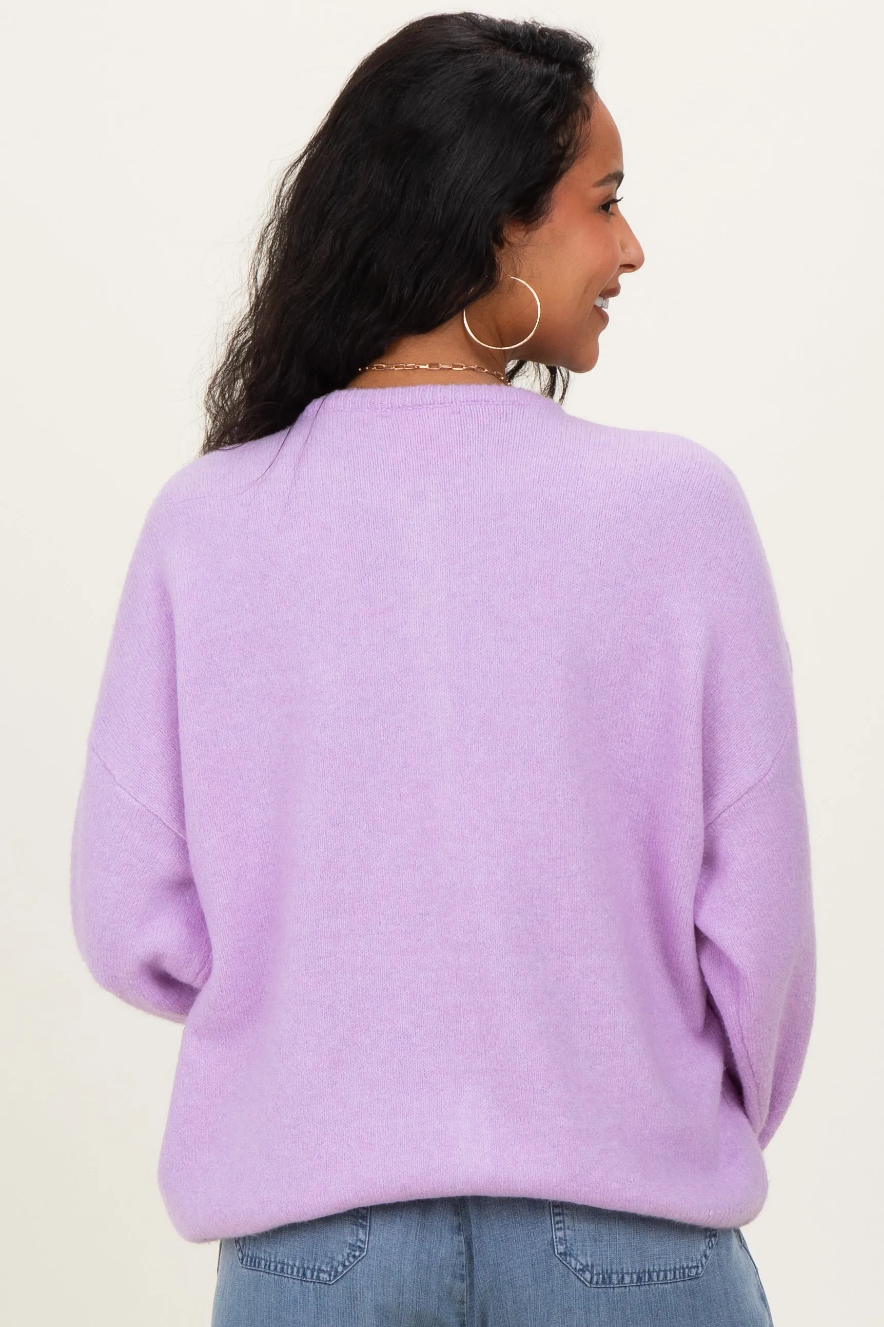 Lavender Classic Crew Neck Maternity Button Cardigan sold by Pinkblush product image thumbnail 4