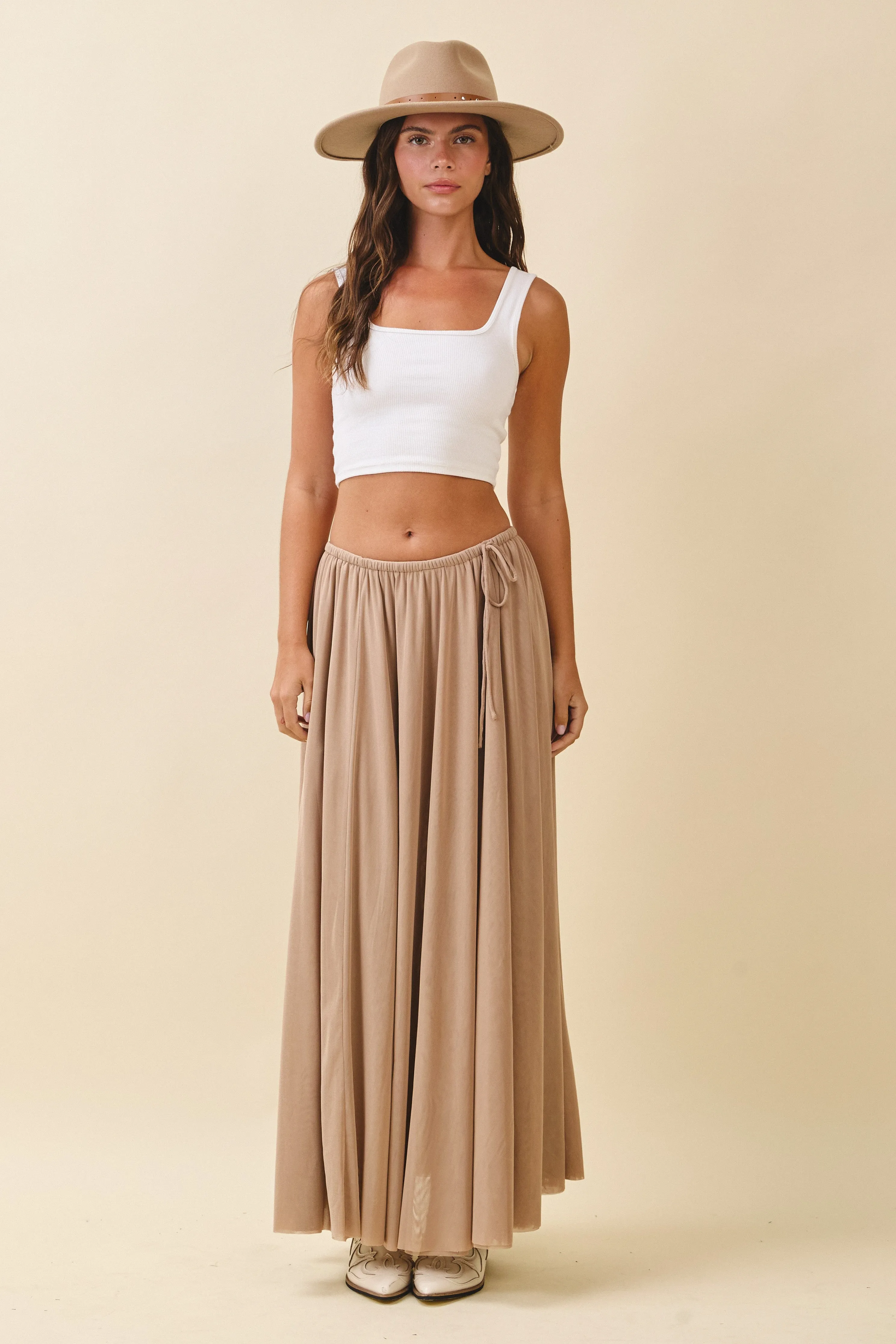 Oatmeal Mesh Maxi Skirt sold by Pinkblush product image thumbnail 2