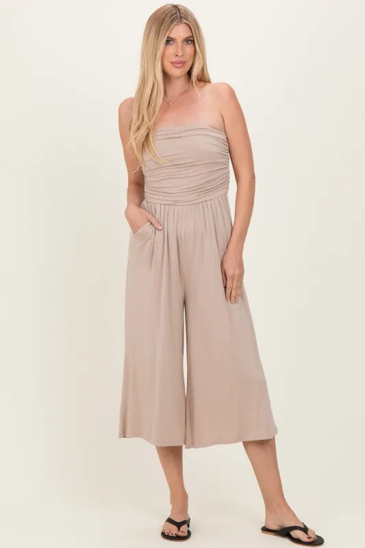 Ash Mocha Double Layered Strapless Tube Top Jumpsuit sold by Pinkblush