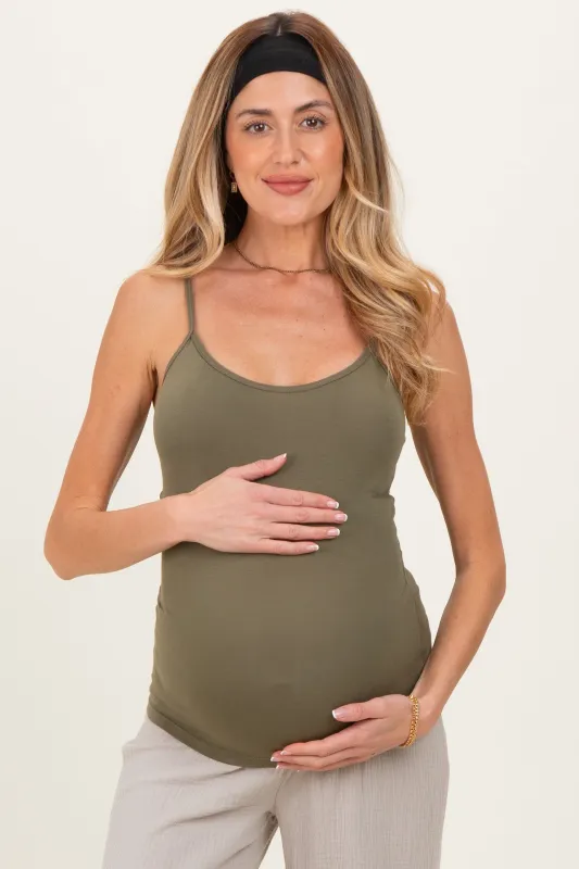 Olive Basic Adjustable Strap Maternity Cami made by Active Basic