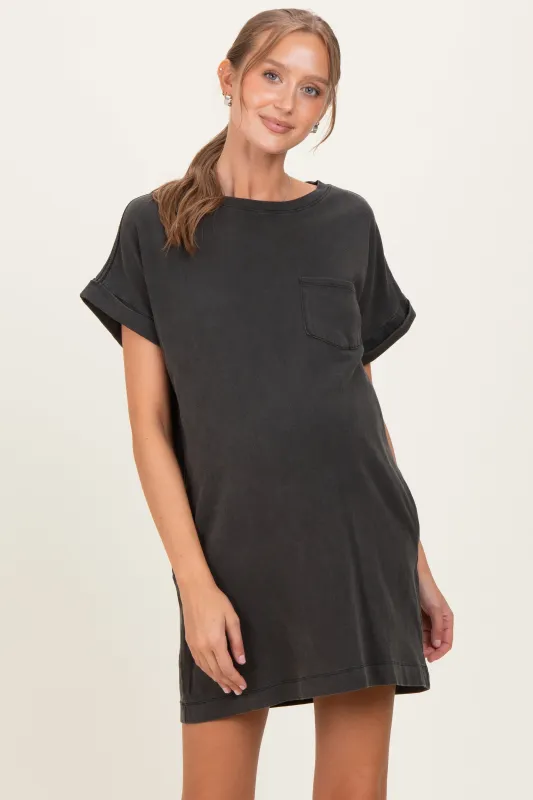 Charcoal Maternity T-Shirt Mini Dress made by HYFVE