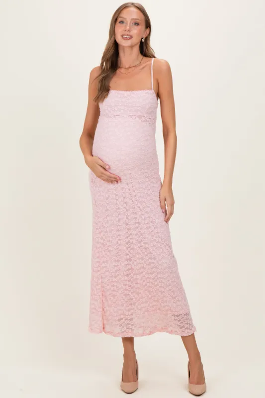 Light Pink Floral Lace Cutout Maternity Maxi Dress sold by Pinkblush
