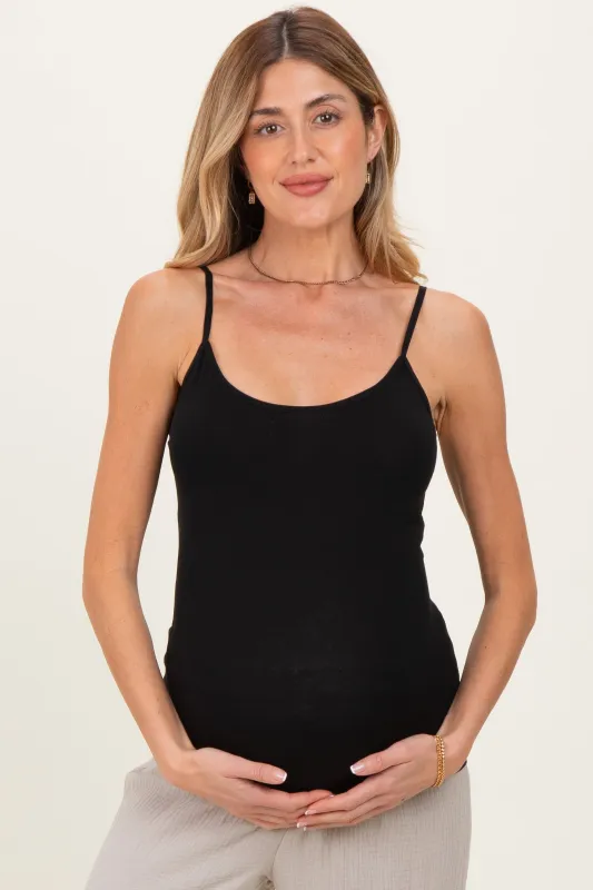 Black Basic Adjustable Strap Maternity Cami made by Active Basic