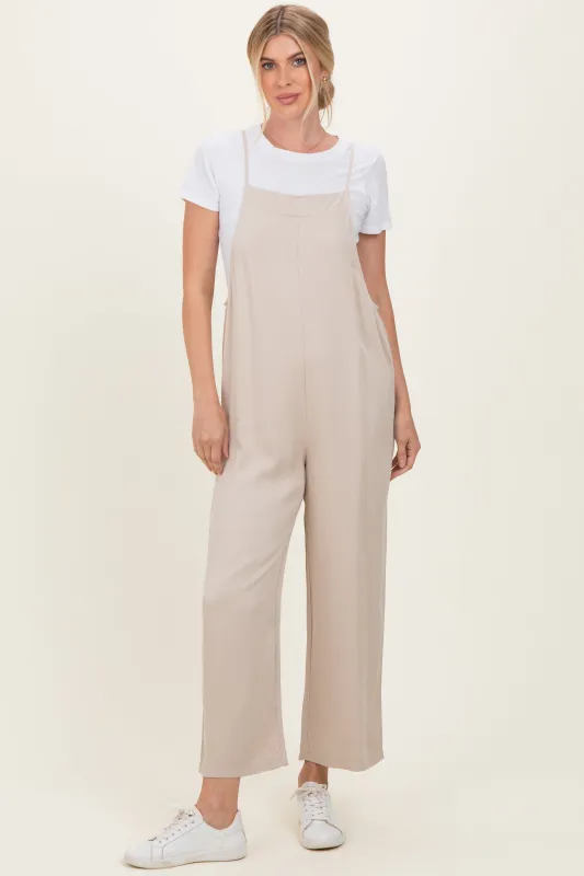 Sand Beige Wide Leg Jumpsuit sold by Pinkblush