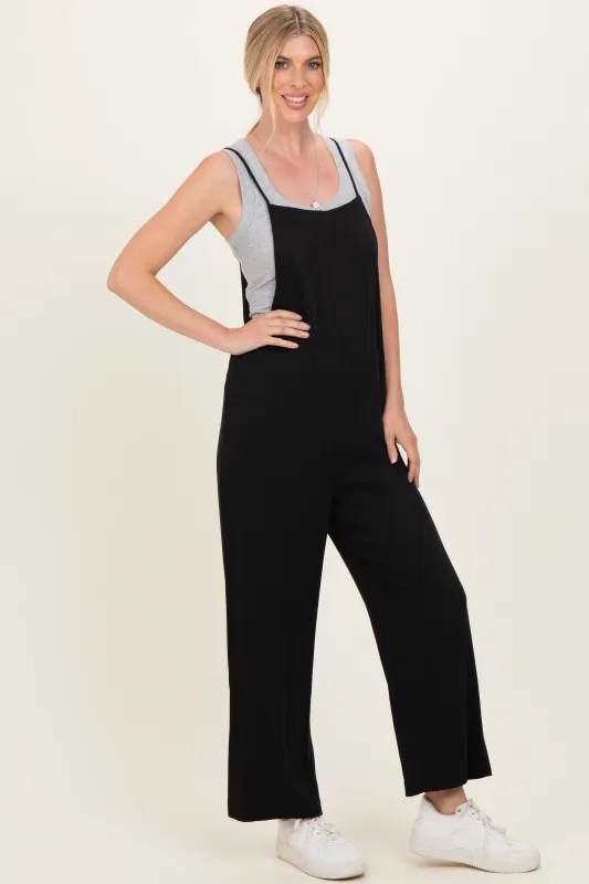 Black Wide Leg Jumpsuit sold by Pinkblush