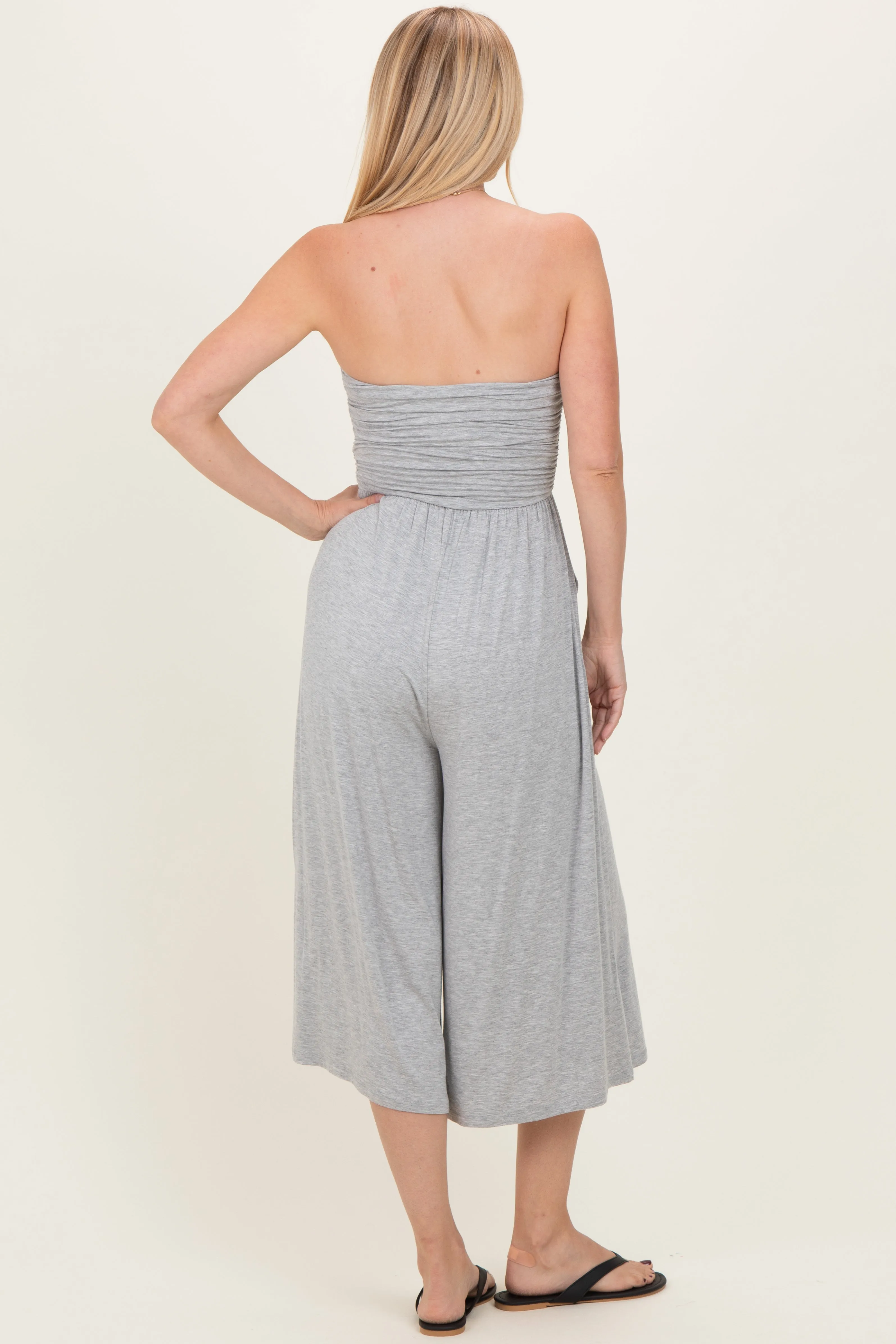 Heather Grey Double Layered Strapless Tube Top Jumpsuit sold by Pinkblush product image thumbnail 3